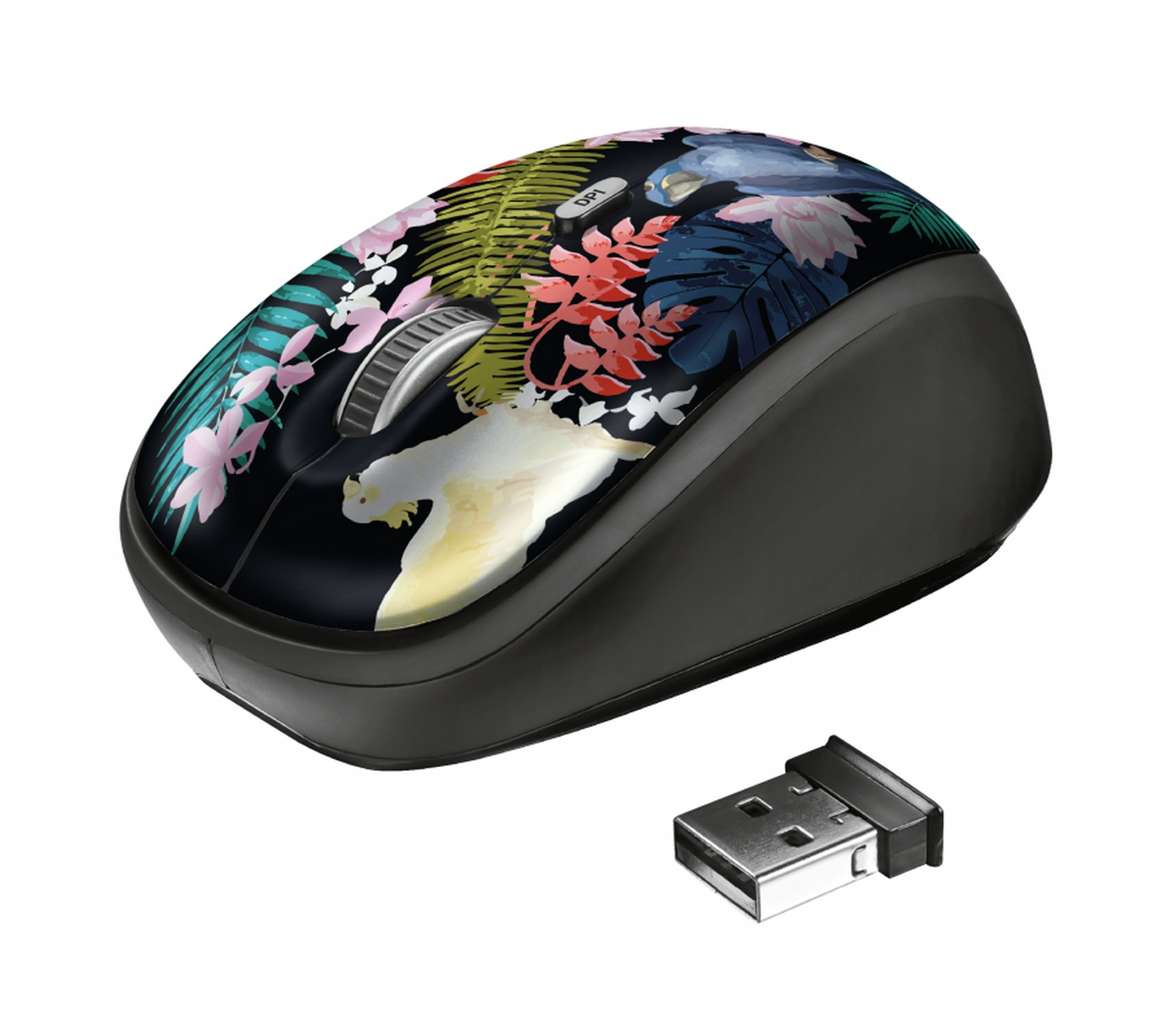 Ratón inalámbrico - Trust Yvi, 1600 ppp, Óptico, Receptor USB, Ambidiestro, Multicolor