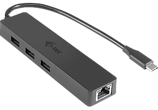I-TEC C31GL3SLIM USB HUB mit Ethernet Adapter, Schwarz