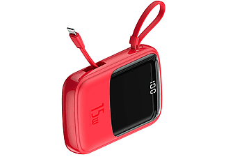 BASEUS Q Pow LCD Display 10000mAh Lightning Kablolu Taşınabilir Şarj Cihazı Kırmızı
