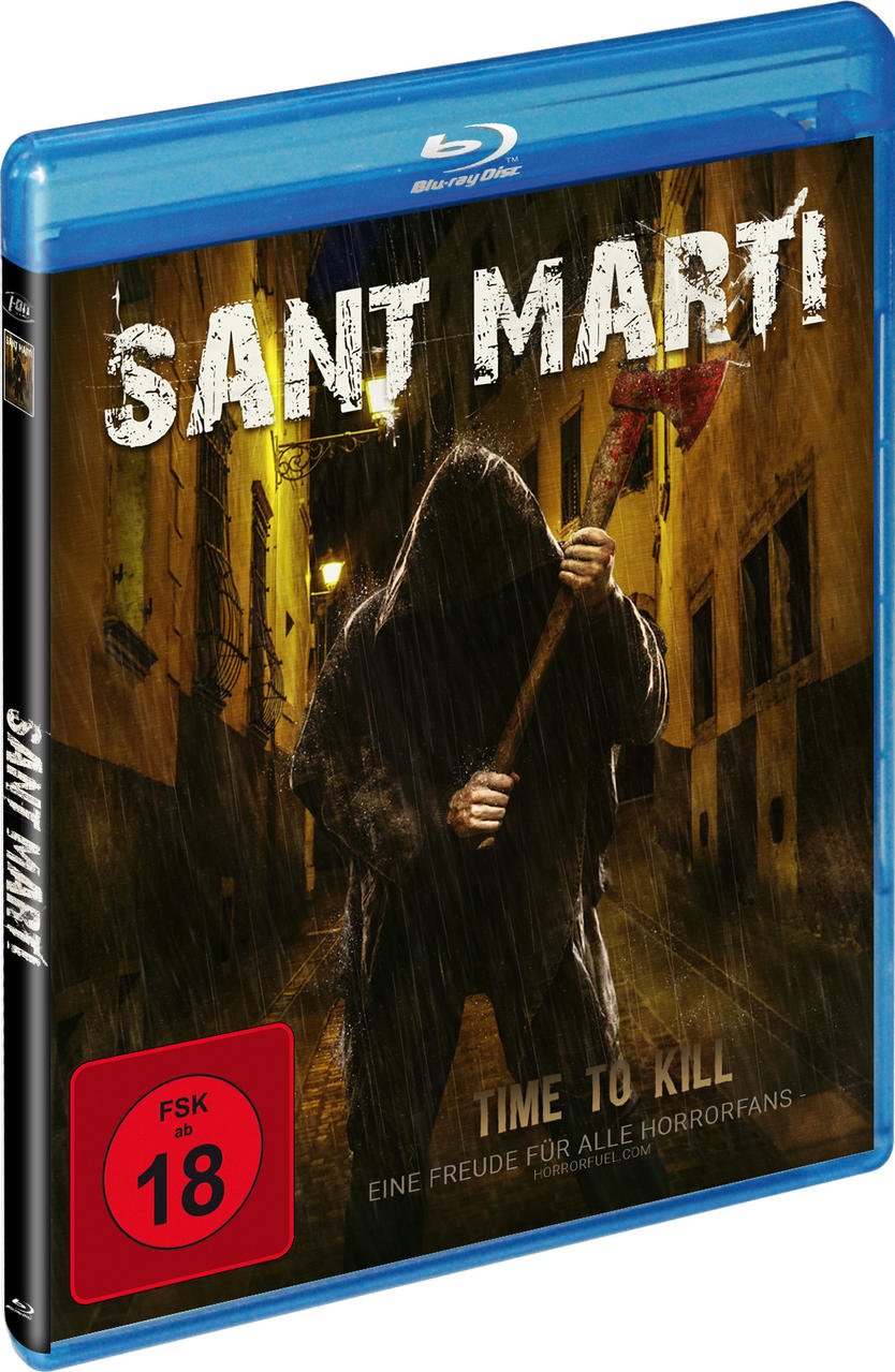 Blu-ray-Filmcover: vermummte Gestalt mit Axt in dunkler Gasse.