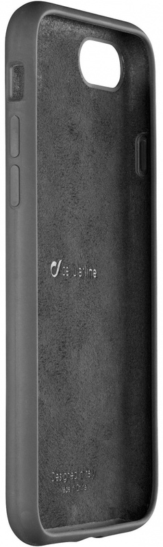 Een grijze telefoonhoes met het CellDerline-logo en de woorden 'Designed in Italy made in China'.
