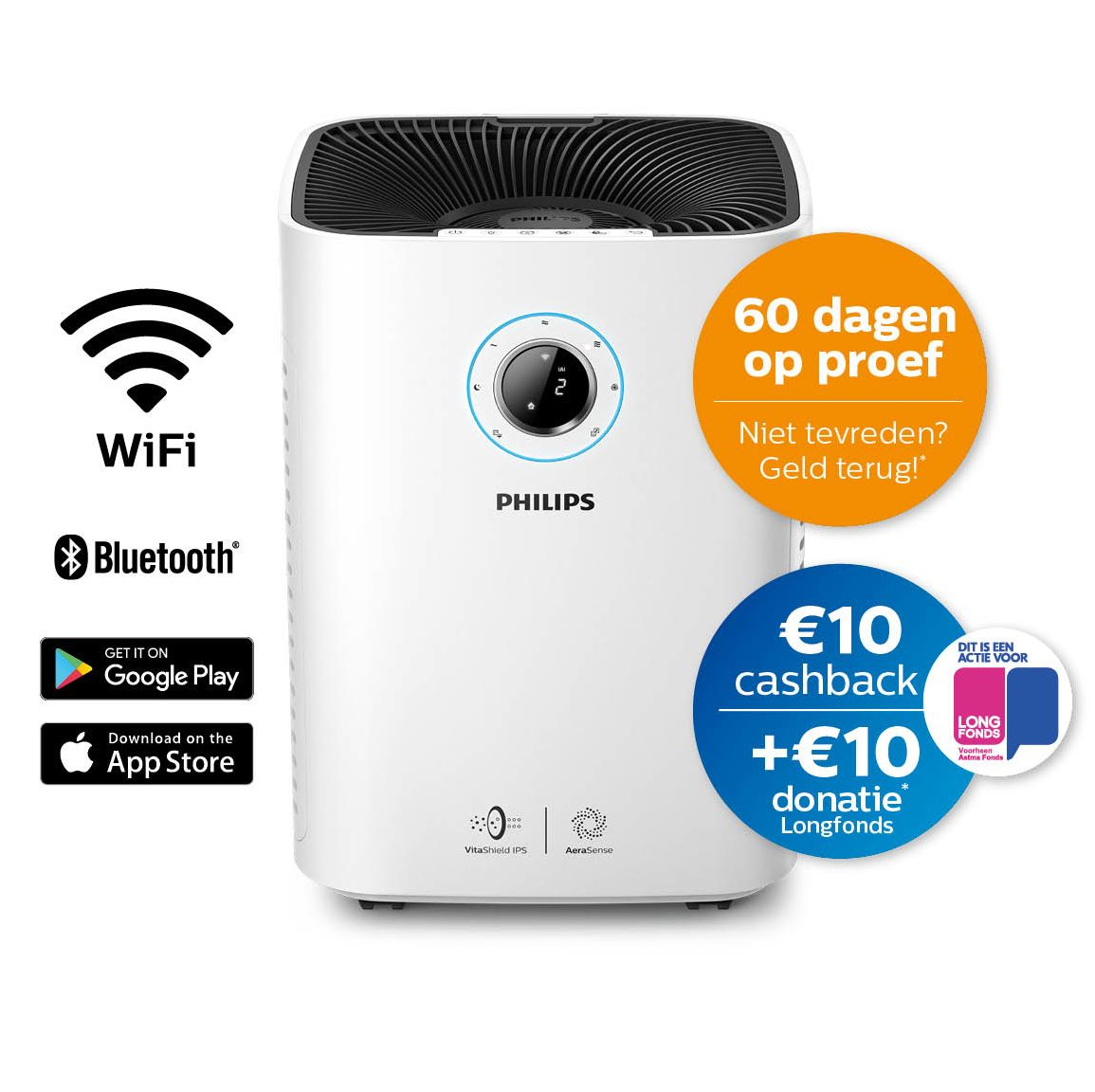 PHILIPS AC 5659/10 Luftreiniger Weiß (65 Watt, Raumgröße: 130 m³, NanoProtect Hepafilter, Aktivkohlefilter)