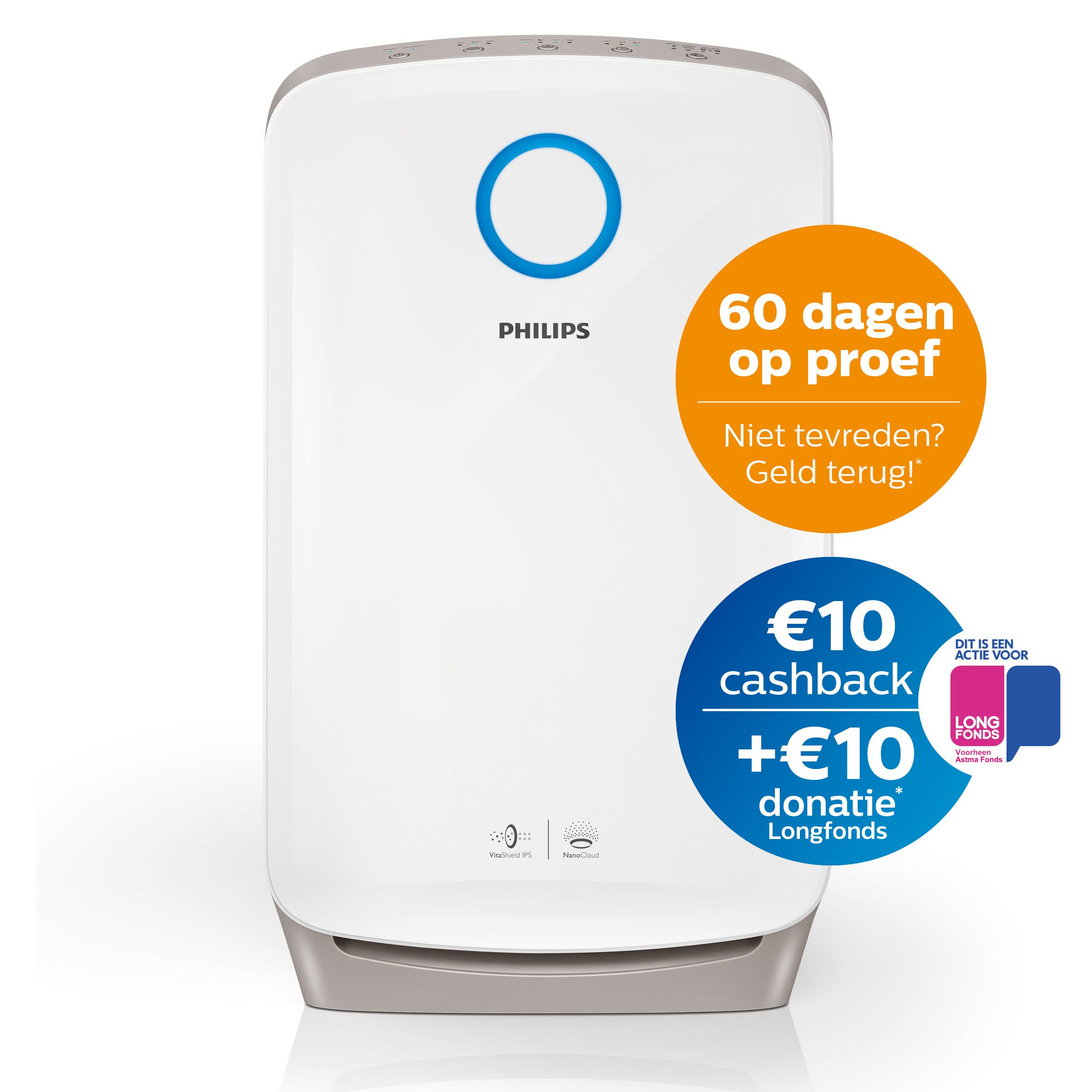 PHILIPS AC4080/10 Luftbefeuchter Weiß (60 Watt, Raumgröße: 43 m³, HEPA-Filter, Aktivkohlefilter)