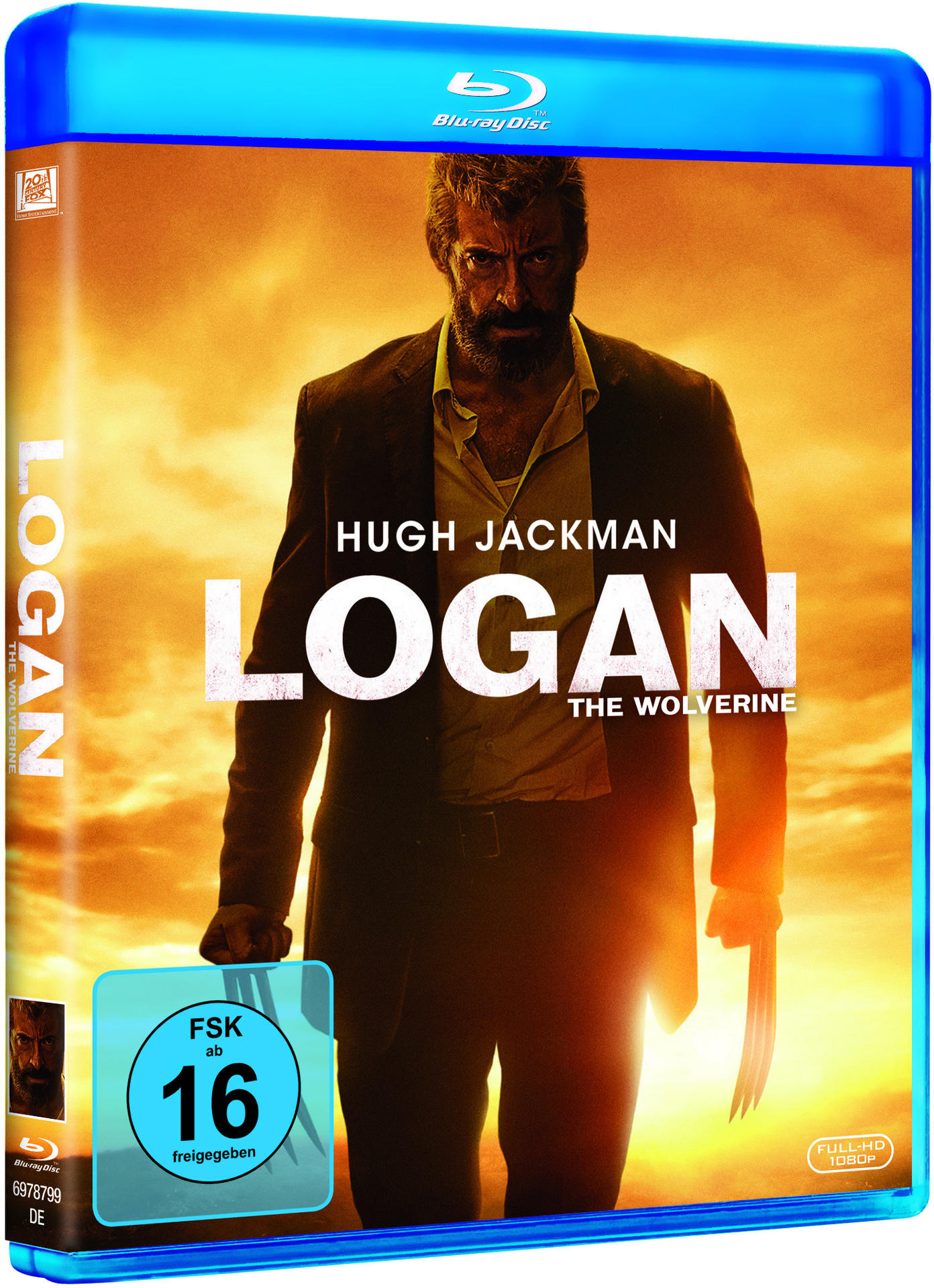 Blu-ray-Cover für 'Logan' mit Hugh Jackman als Wolverine.