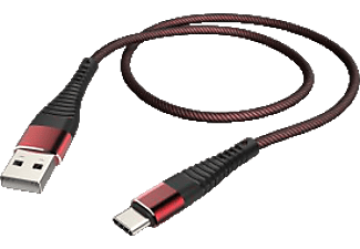 HAMA USB-A auf USB-C, Kabel, 1 m, Rot/Schwarz