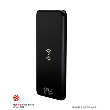 ANDI BE FREE Wireless Fast Charging Powerbank Universell, Schwarz
