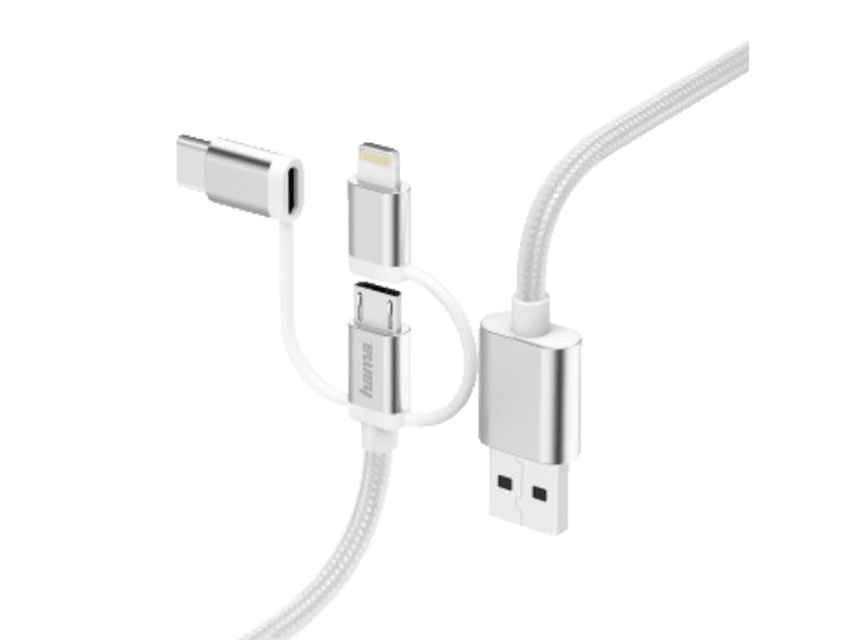 Hama 3in1 Micro Usb Kabel Mit Adapter Auf Usb Type C U Lightning 0 2m Weiss Online Kaufen Mediamarkt
