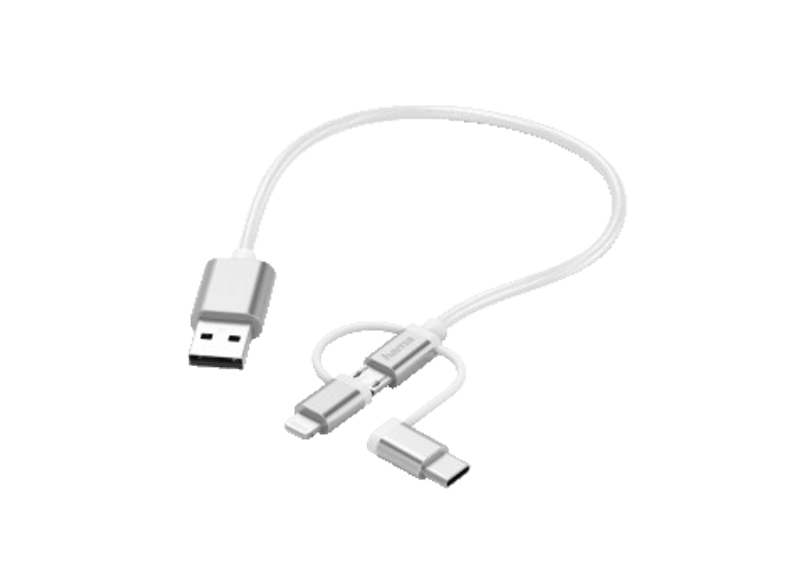 Hama 3in1 Micro Usb Kabel Mit Adapter Auf Usb Type C U Lightning 0 2m Weiss Online Kaufen Mediamarkt