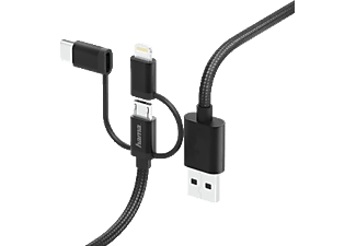 Hama 3in1 Micro Usb Kabel Mit Adapter Auf Usb Type C U Lightning 0 2m Schwarz Online Kaufen Saturn