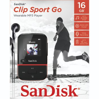 SANDISK Clip Sport Go MP3 Player (16 GB, Rot)