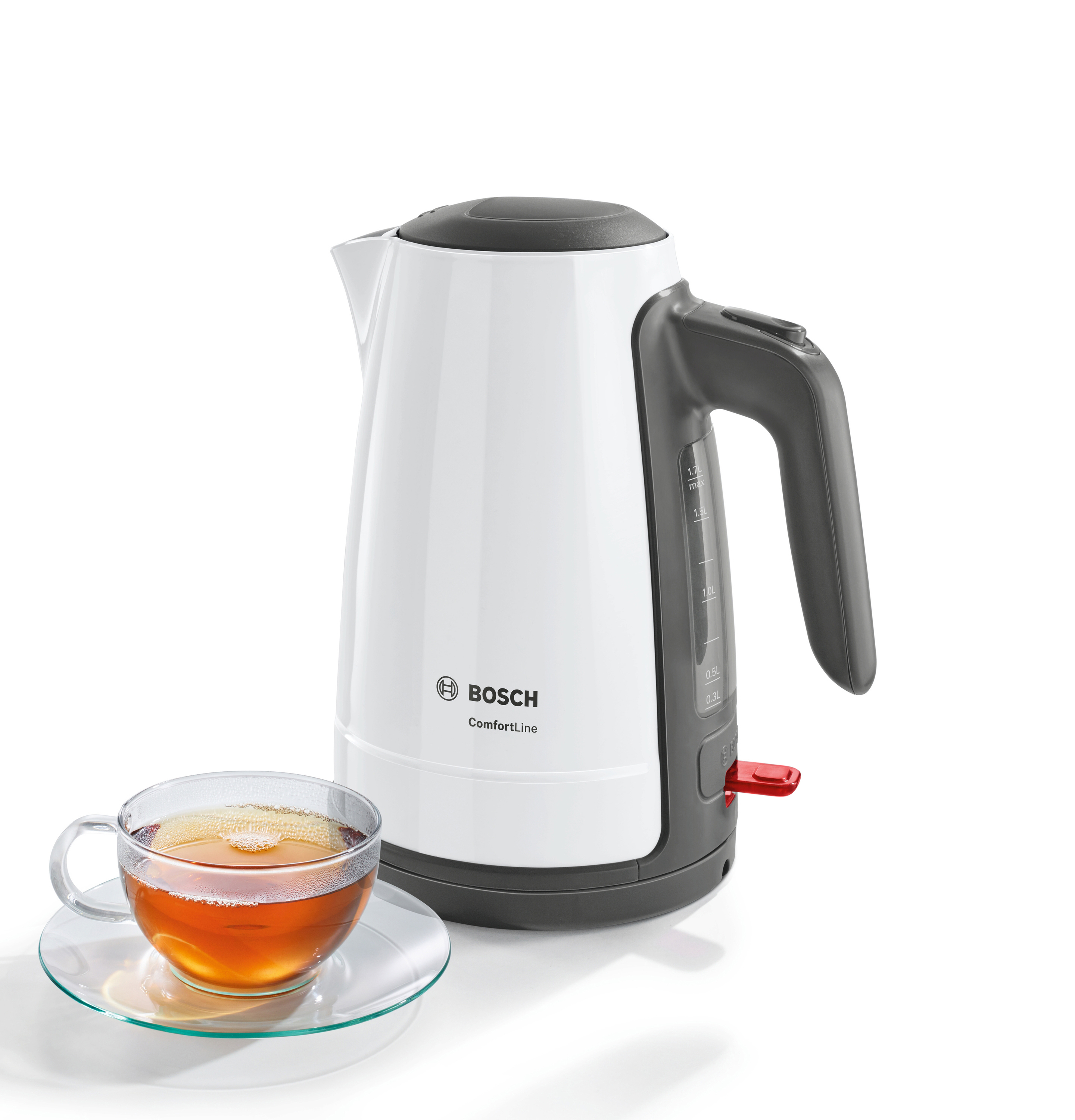 BOSCH TWK6A011 ComfortLine Wasserkocher, Weiß/Dunkelgrau