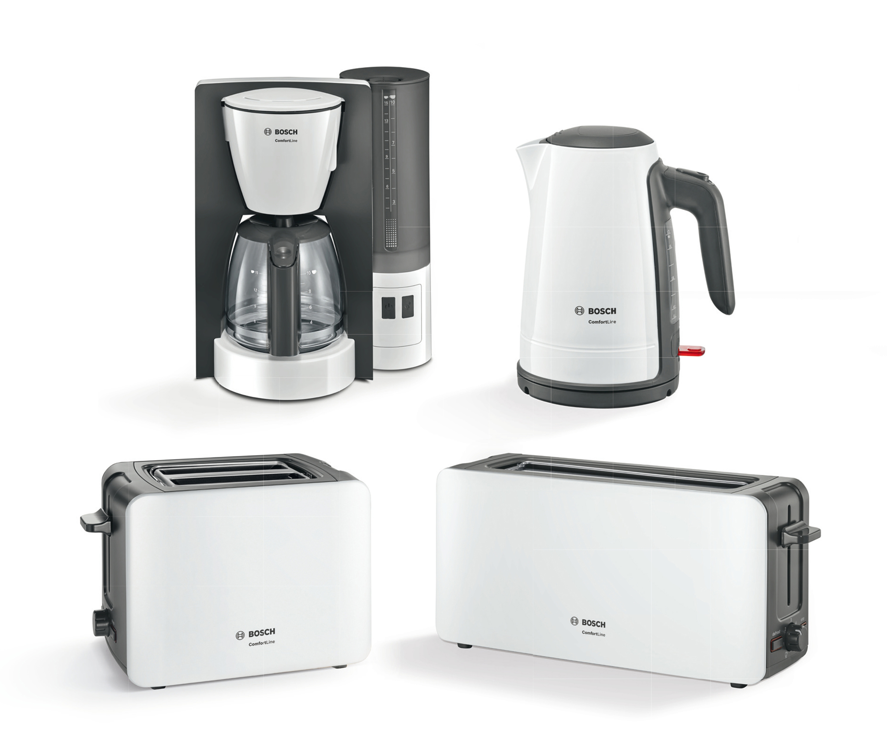 BOSCH TWK6A011 ComfortLine Wasserkocher, Weiß/Dunkelgrau