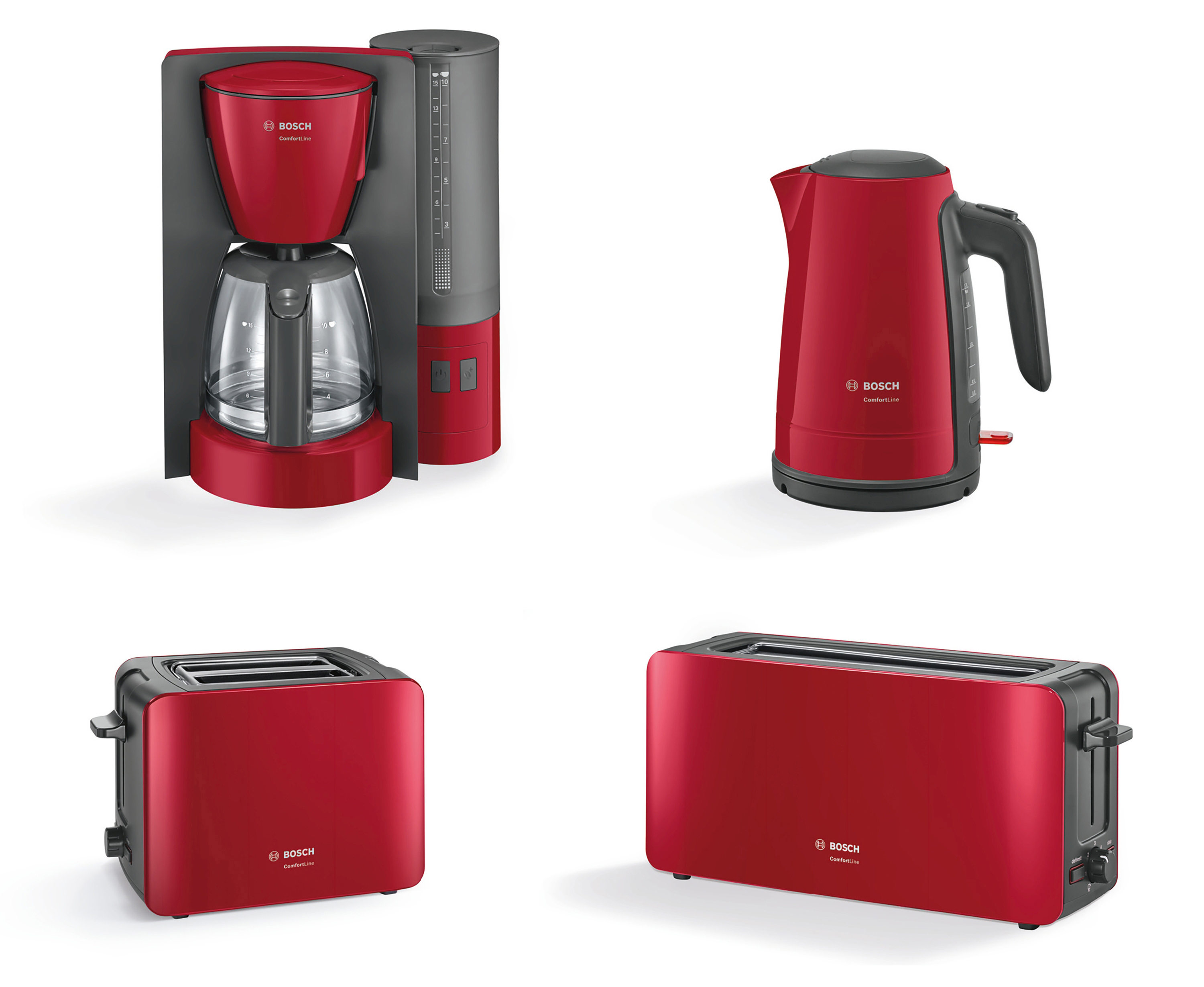 BOSCH TWK6A014 ComfortLine Wasserkocher, Rot/Anthrazit