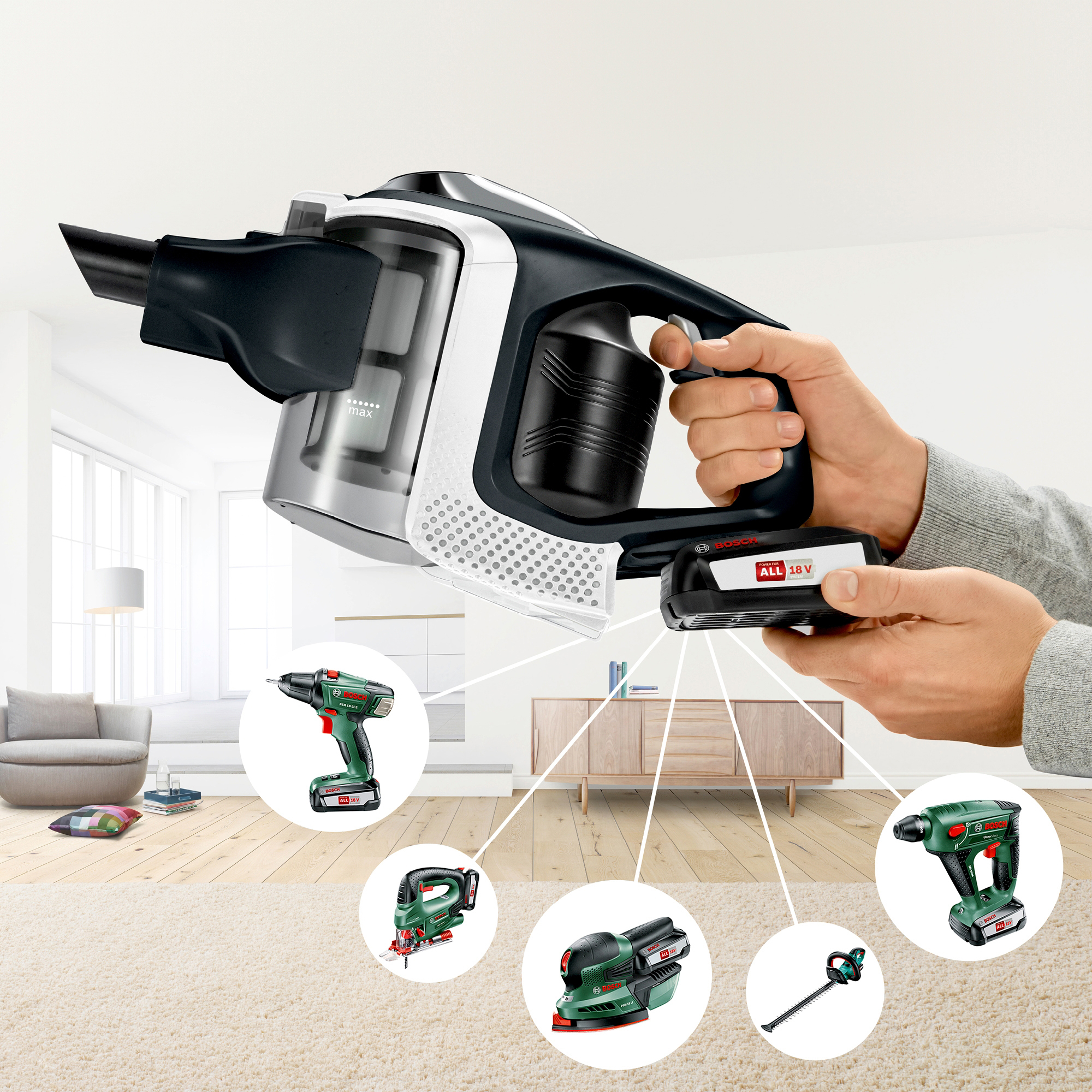 BOSCH BBS1114 Stielsauger, Akkubetrieb