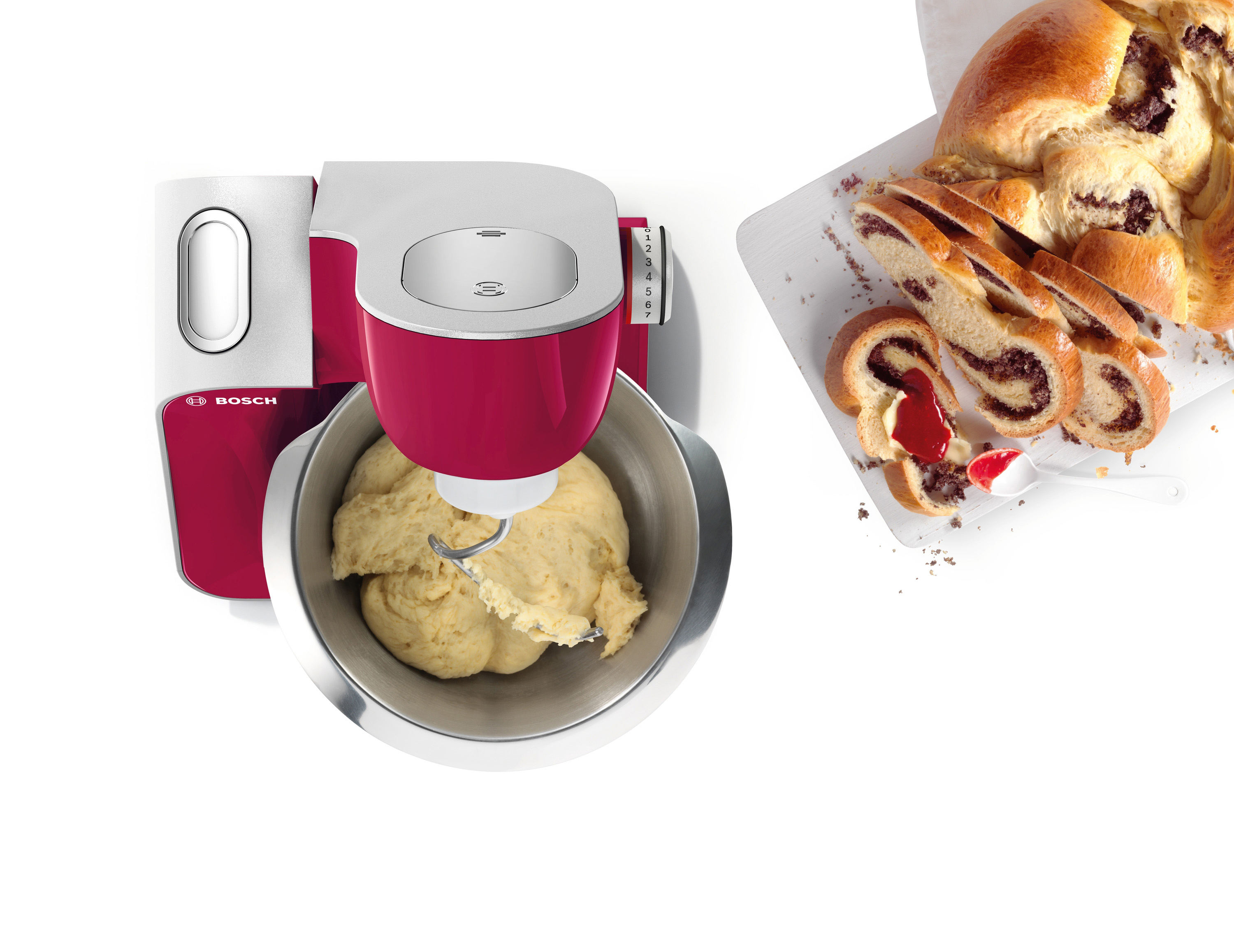 BOSCH MUM58420 CreationLine Küchenmaschine Red Diamond (Rührschüsselkapazität: 3,9 l, 1000 Watt)