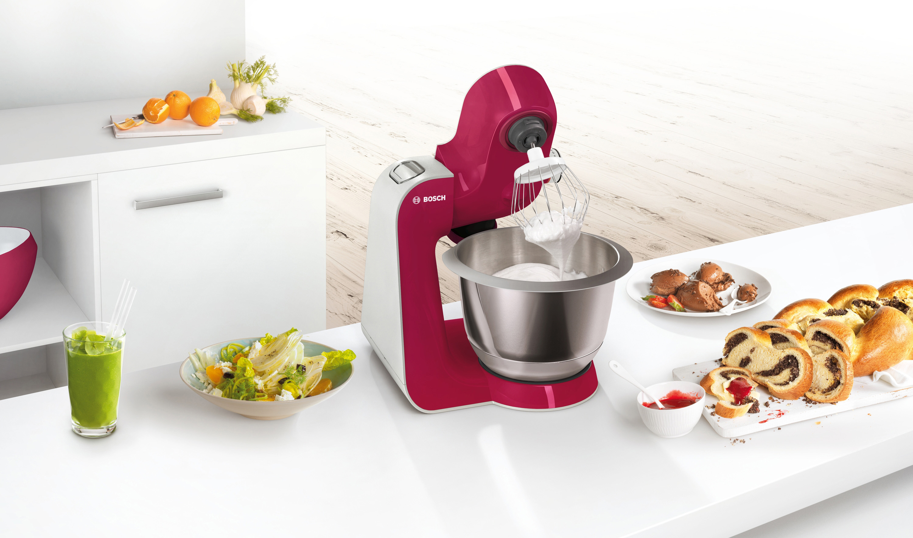 BOSCH MUM58420 CreationLine Küchenmaschine Red Diamond (Rührschüsselkapazität: 3,9 l, 1000 Watt)