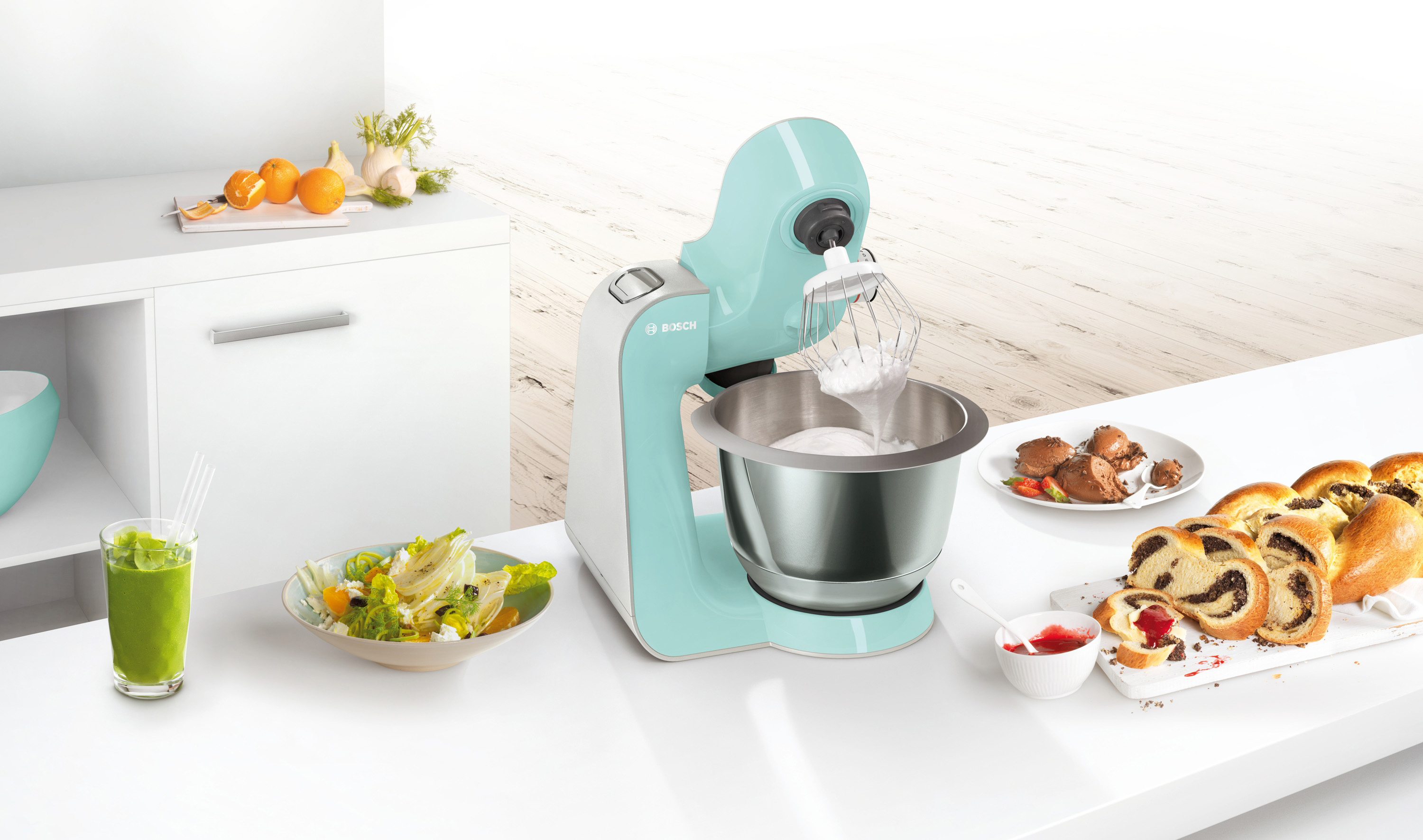 BOSCH MUM58020 CreationLine Küchenmaschine Türkis (Rührschüsselkapazität: 3,9 l, 1000 Watt)