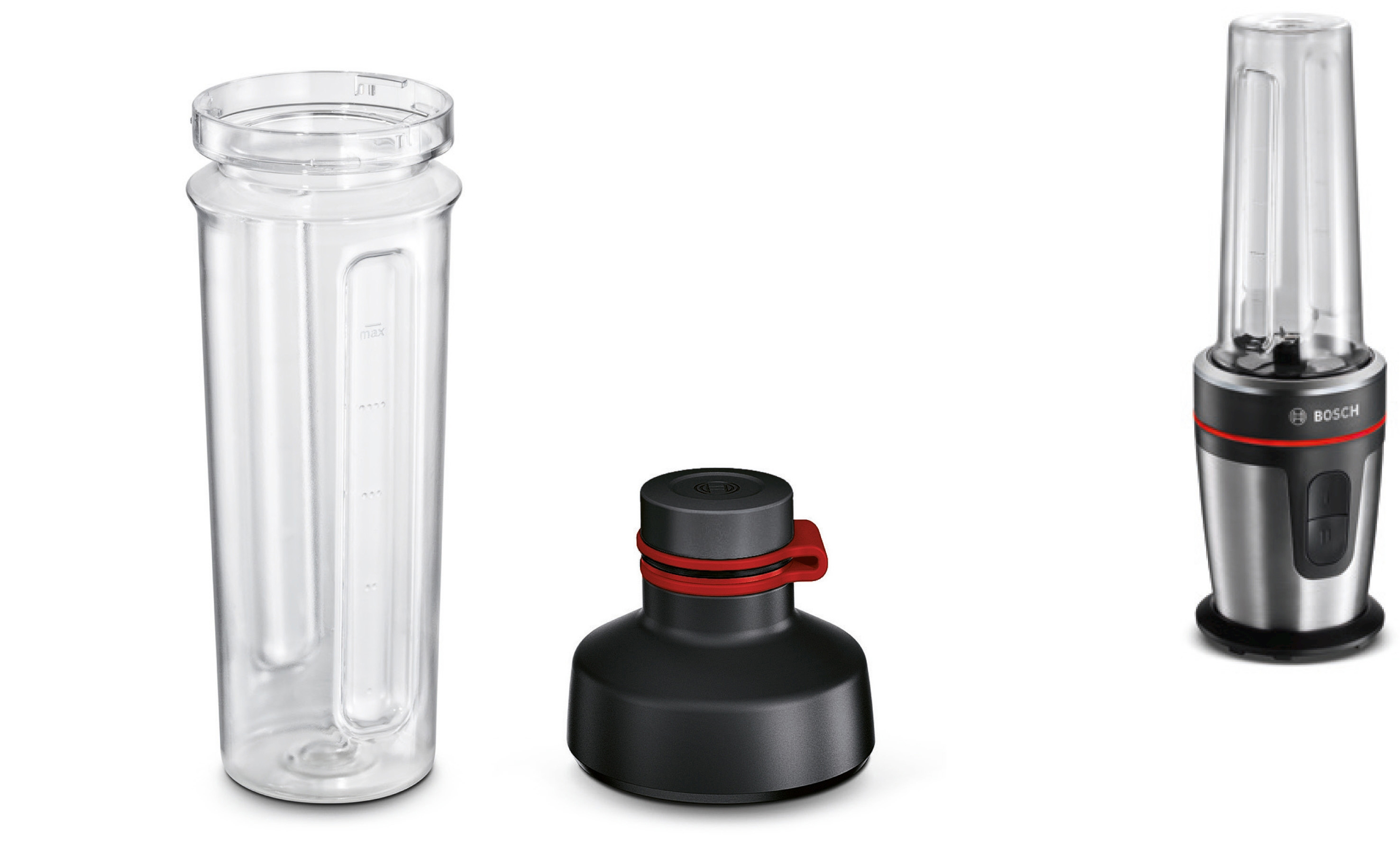 BOSCH MMBM700MDE VitaStyle Mixx2Go Smoothie Maker Schwarz/Edelstahl gebürstet (350 Watt, 0.5 l)