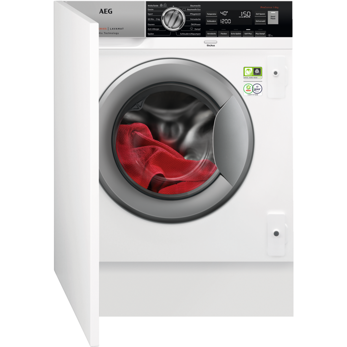 AEG L8FEI7480 Serie 8000 Lavamat Waschmaschine Frontlader (8,0 kg, 1351 U/Min., vollintegrierbar, Weiß)