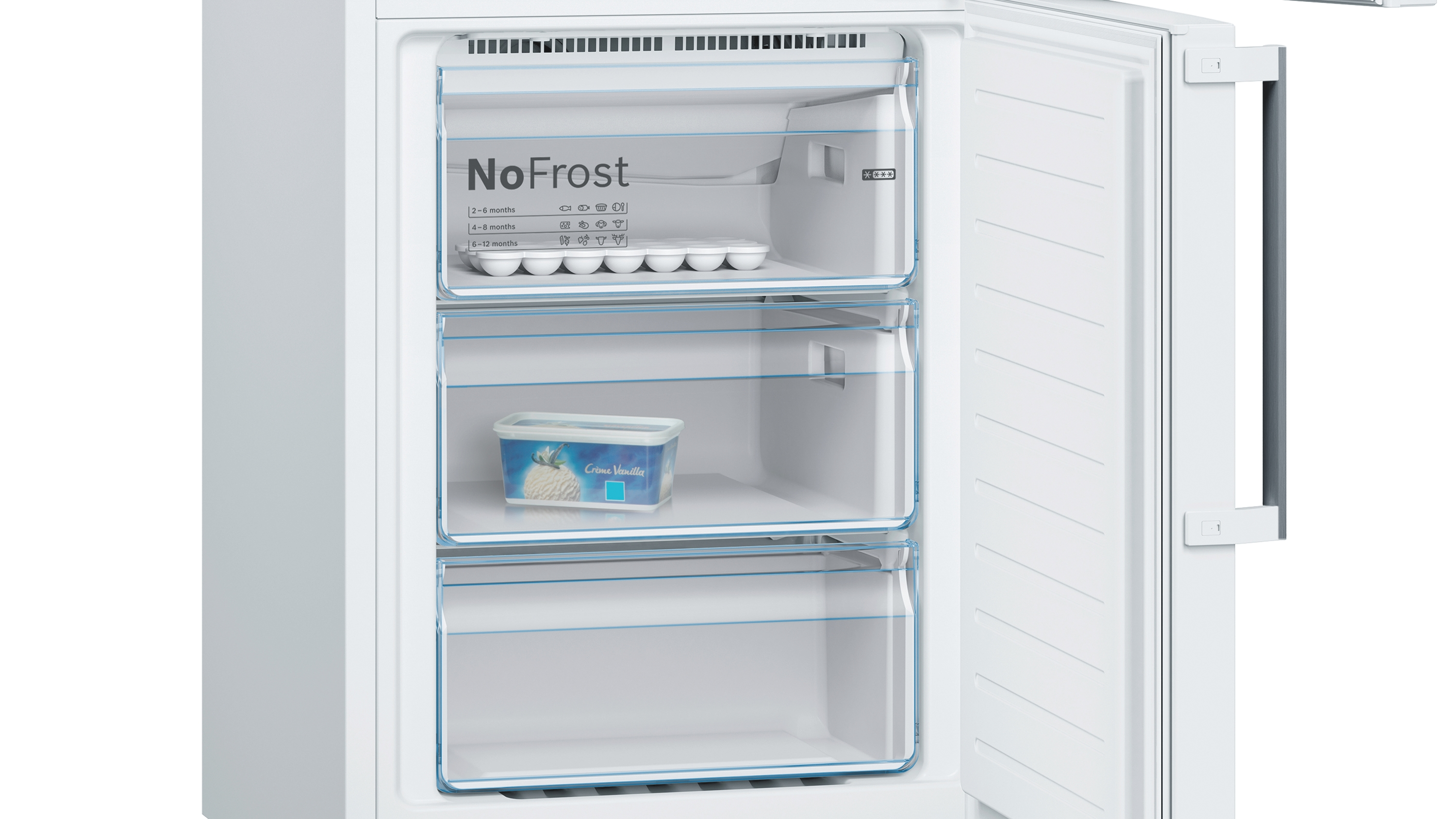 Frigorífico combi - Bosch KGN36XWDP, 324 l, No Frost, 186 cm, Pantalla LED, Blanco