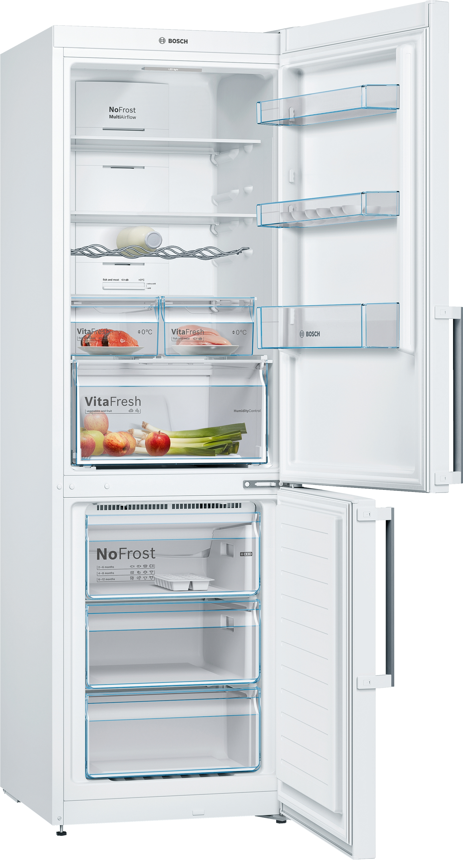 Frigorífico combi - Bosch KGN36XWDP, 324 l, No Frost, 186 cm, Pantalla LED, Blanco