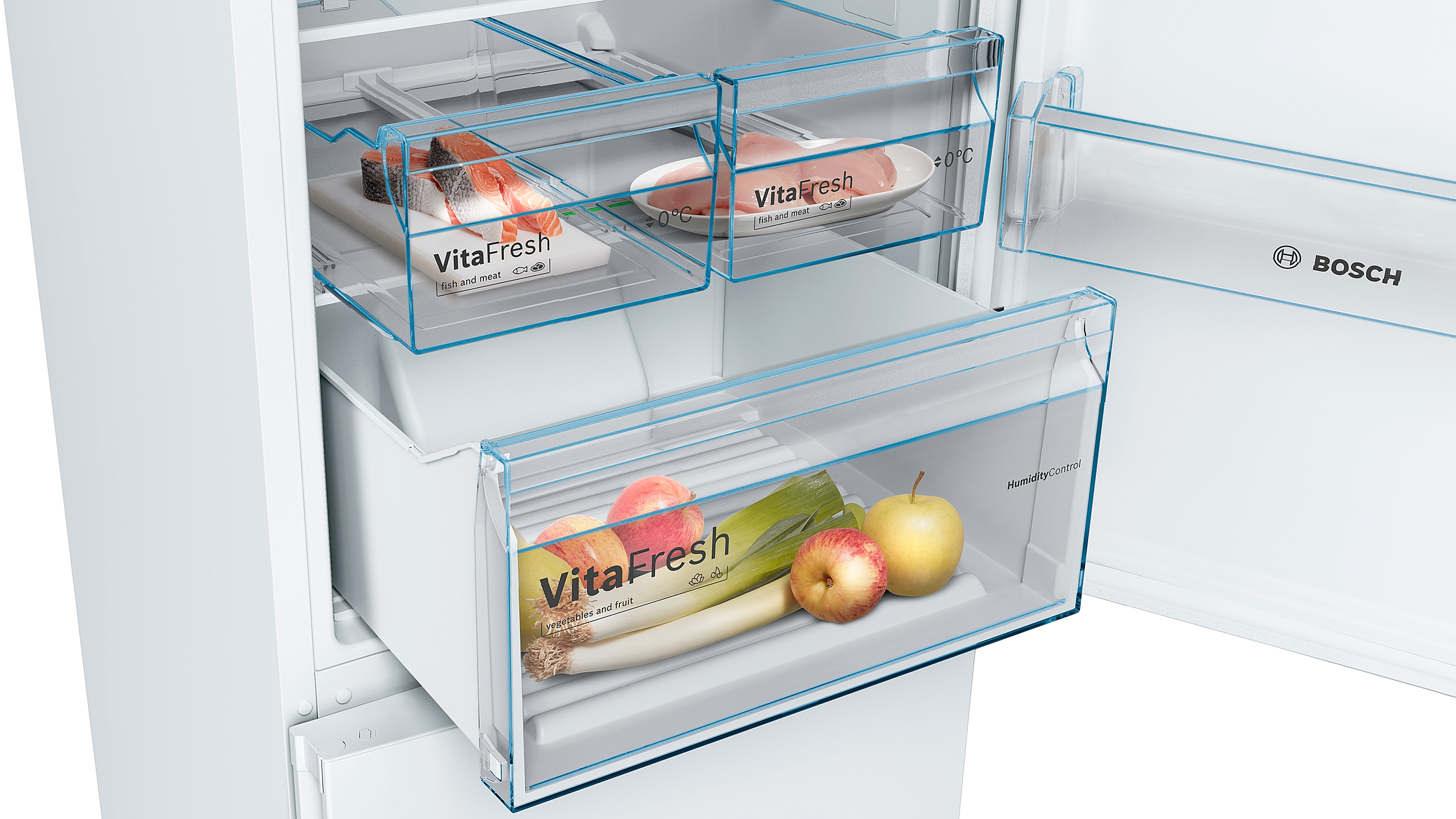 Frigorífico combi - Bosch KGN36XWDP, 324 l, No Frost, 186 cm, Pantalla LED, Blanco