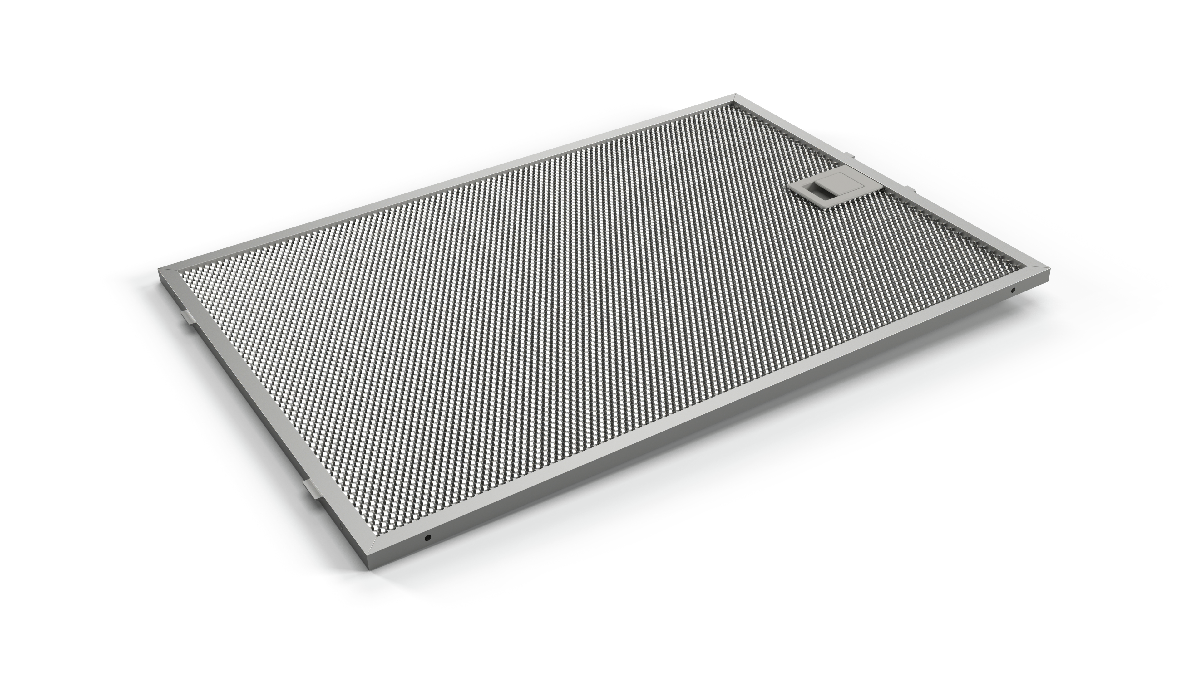 Stainless steel and mesh range hood filter.