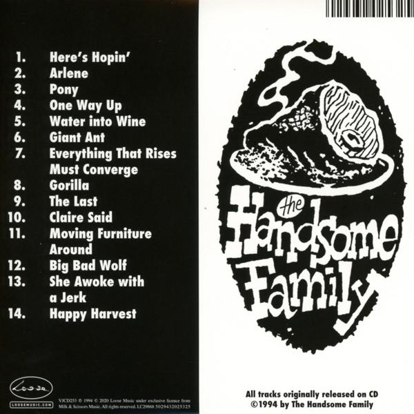 CD-Cover mit Trackliste und einer Schwarz-Weiß-Illustration eines Monsters mit Text.