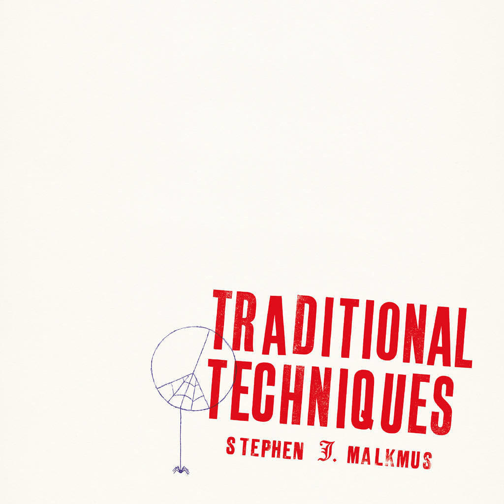 Albumcover: 'TRADITIONAL TECHNIQUES' in roter, fetter Schrift, mit Spinnennetz-Zeichnung und Künstlername.