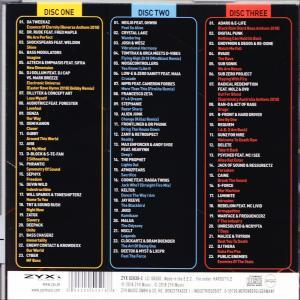 Rückseite einer ZYX-CD. Drei farbige Spalten zeigen die Trackliste des Albums.