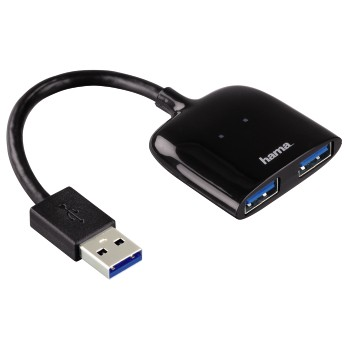 HAMA Mobil 2-fach, USB 3.0 Hub, Schwarz