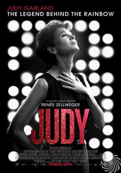 Een filmposter met een vrouw, Judy Garland, in een jurk.