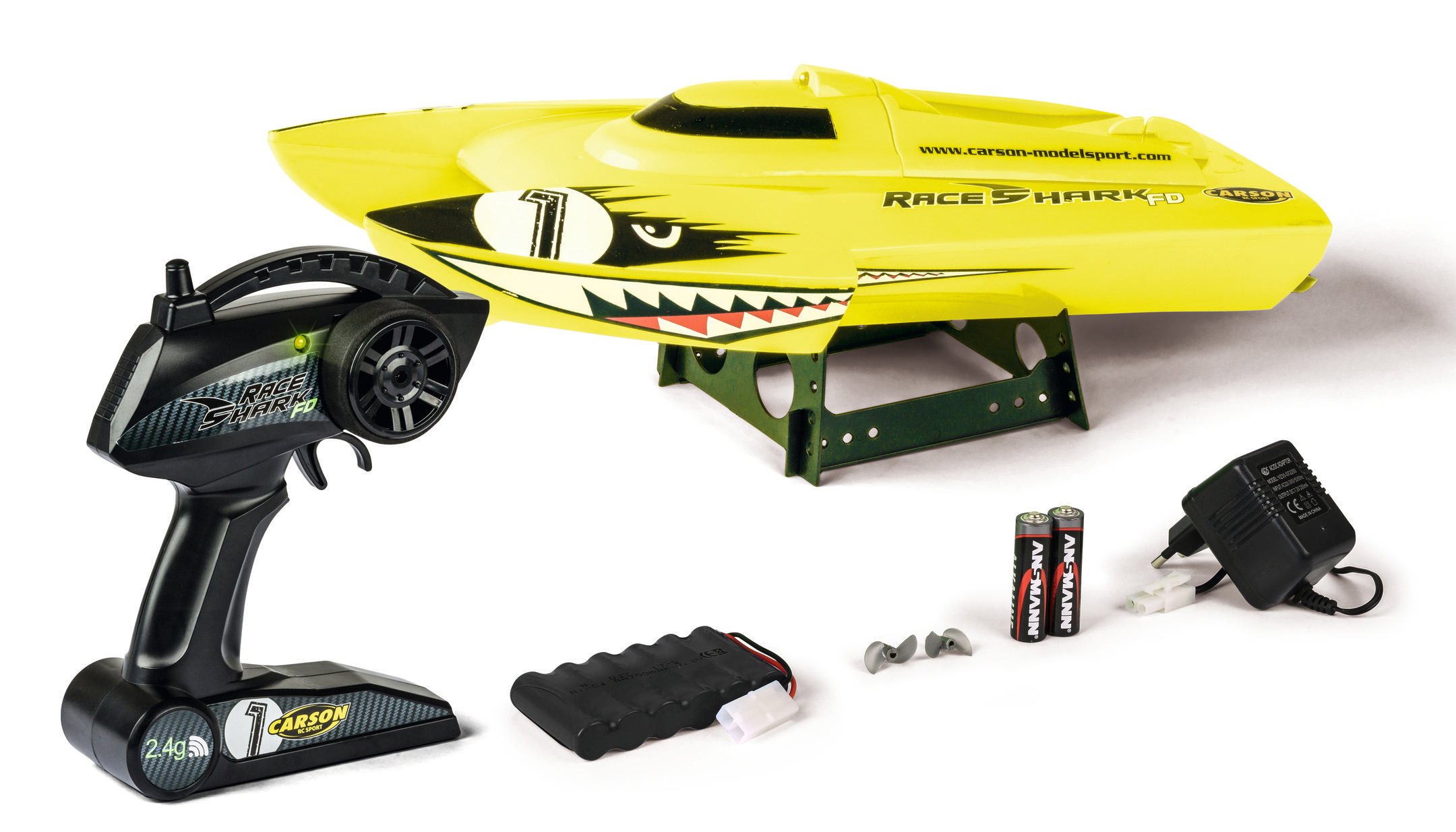 CARSON Race Shark FD RTR Gelb Modell, 100% Rennkatamaran 2.4G