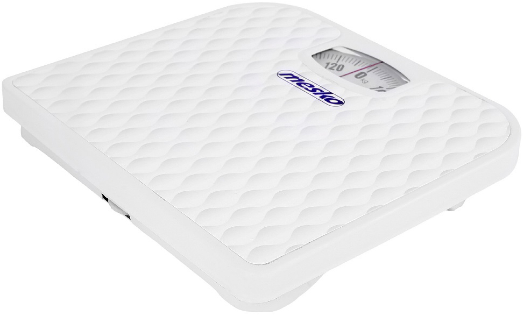 Egy fehér fürdőszobamérleg, amely 71 kg-ot mutat.