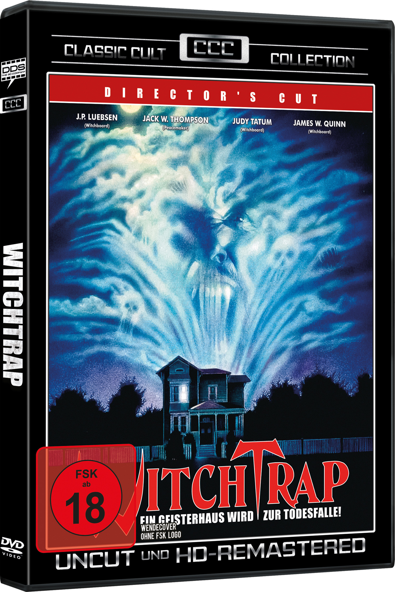 DVD-Cover für 'Witchtrap'. Zeigt ein gruseliges Haus bei Nacht und den Titel 'Witchtrap'.