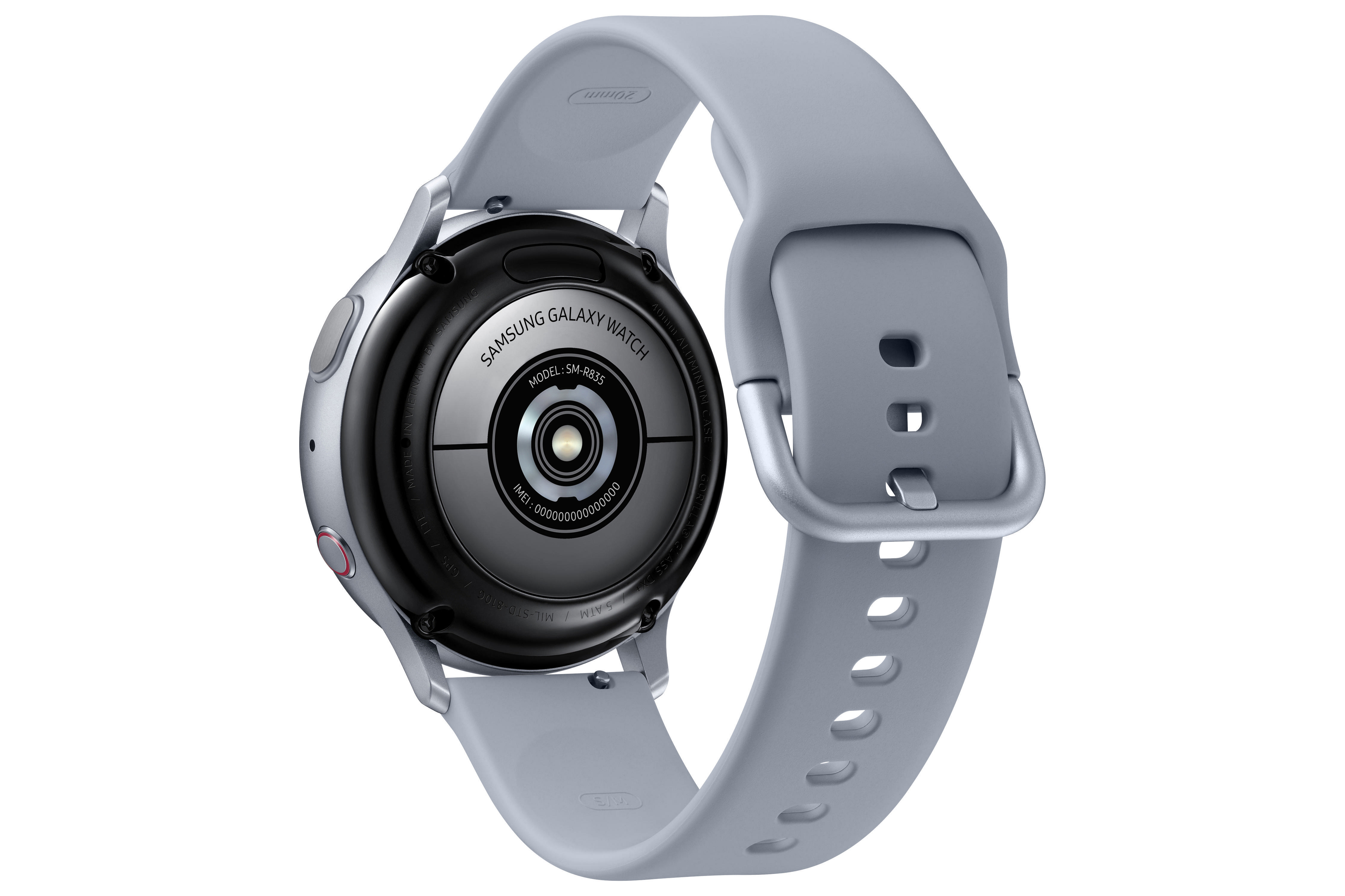 SAMSUNG Galaxy 40 Cloud mm LTE Aluminium Active2 S/M, Silver Fluorkautschuk-Armband, Watch Smartwatch