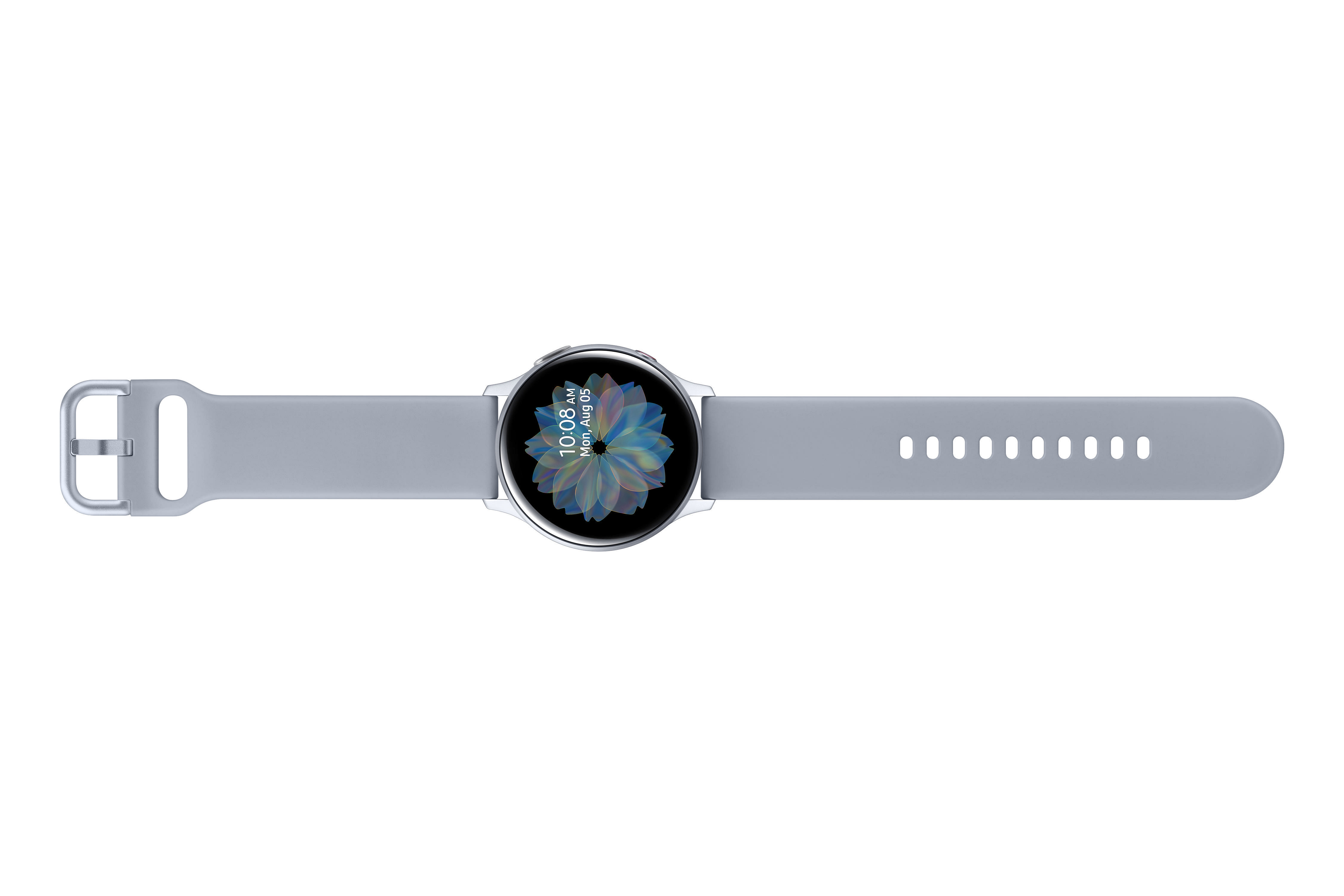LTE Cloud S/M, Silver 40 Aluminium Watch SAMSUNG mm Fluorkautschuk-Armband, Active2 Galaxy Smartwatch