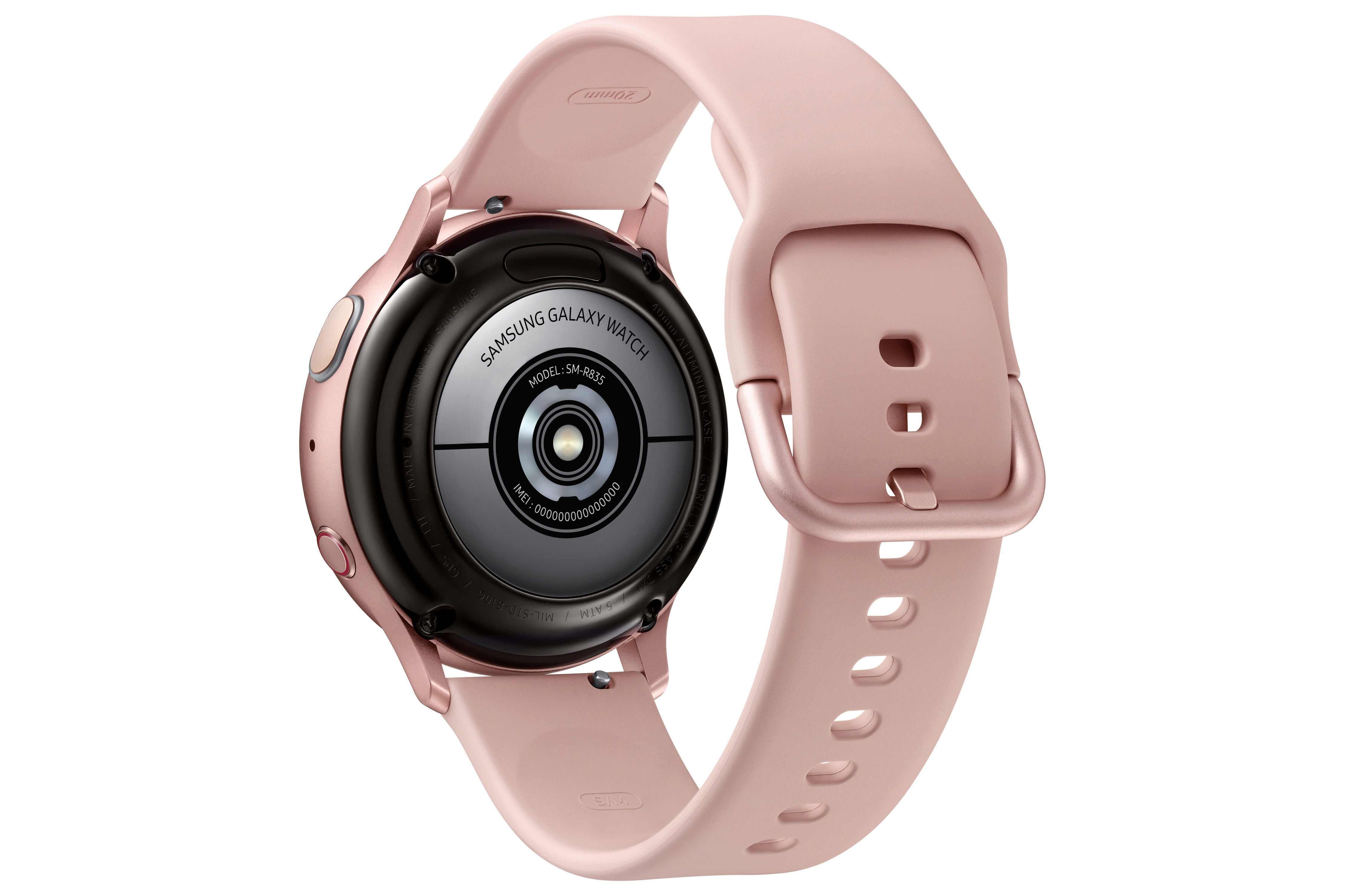 Watch SAMSUNG Galaxy S/M, Active2 LTE 40 Pink Gold mm Fluorkautschuk-Armband, Smartwatch Aluminium