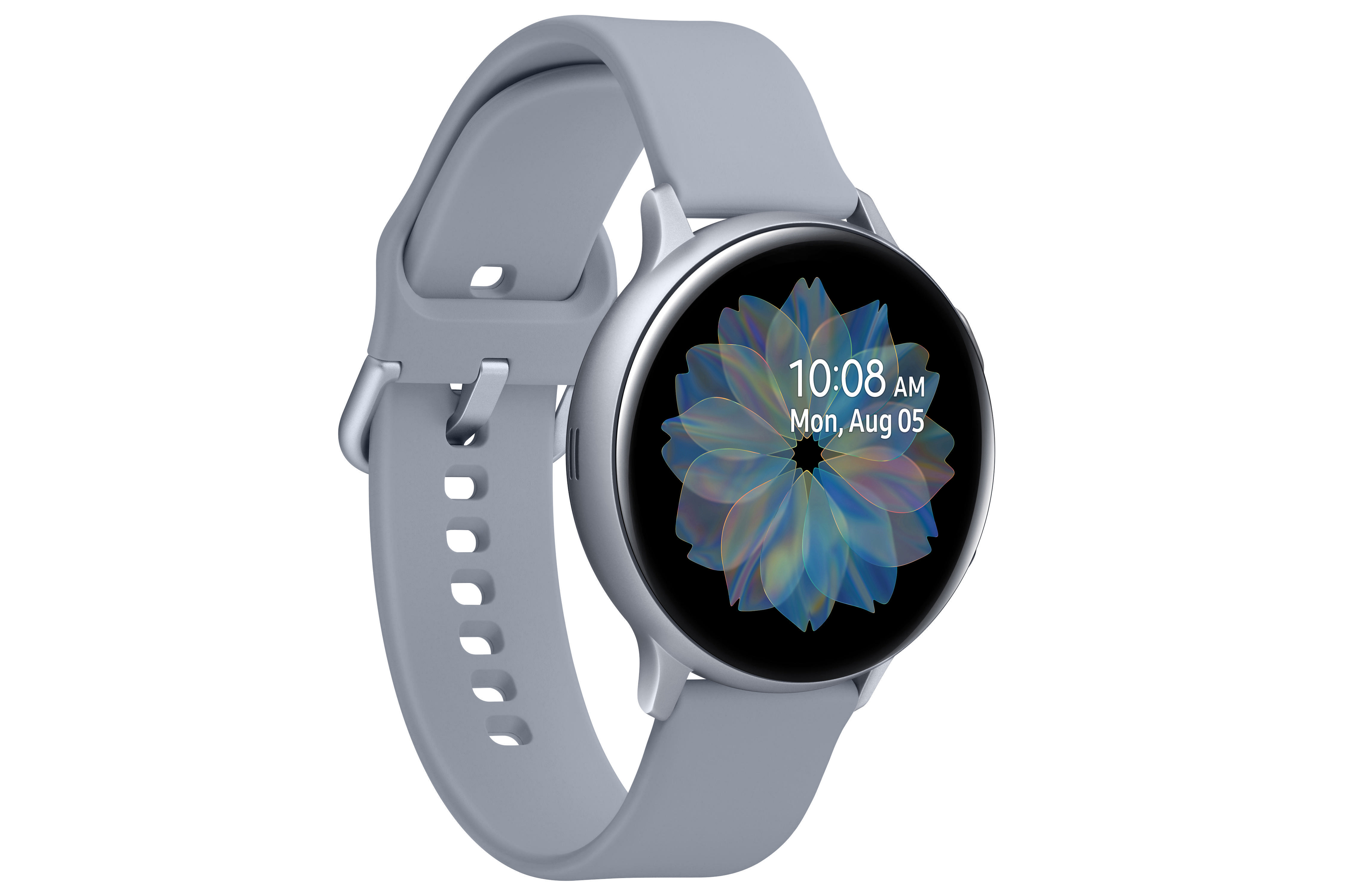 SAMSUNG Galaxy Watch Active2 44 mm LTE Smartwatch Aluminium Fluorkautschuk-Armband, M/L, Cloud Silver