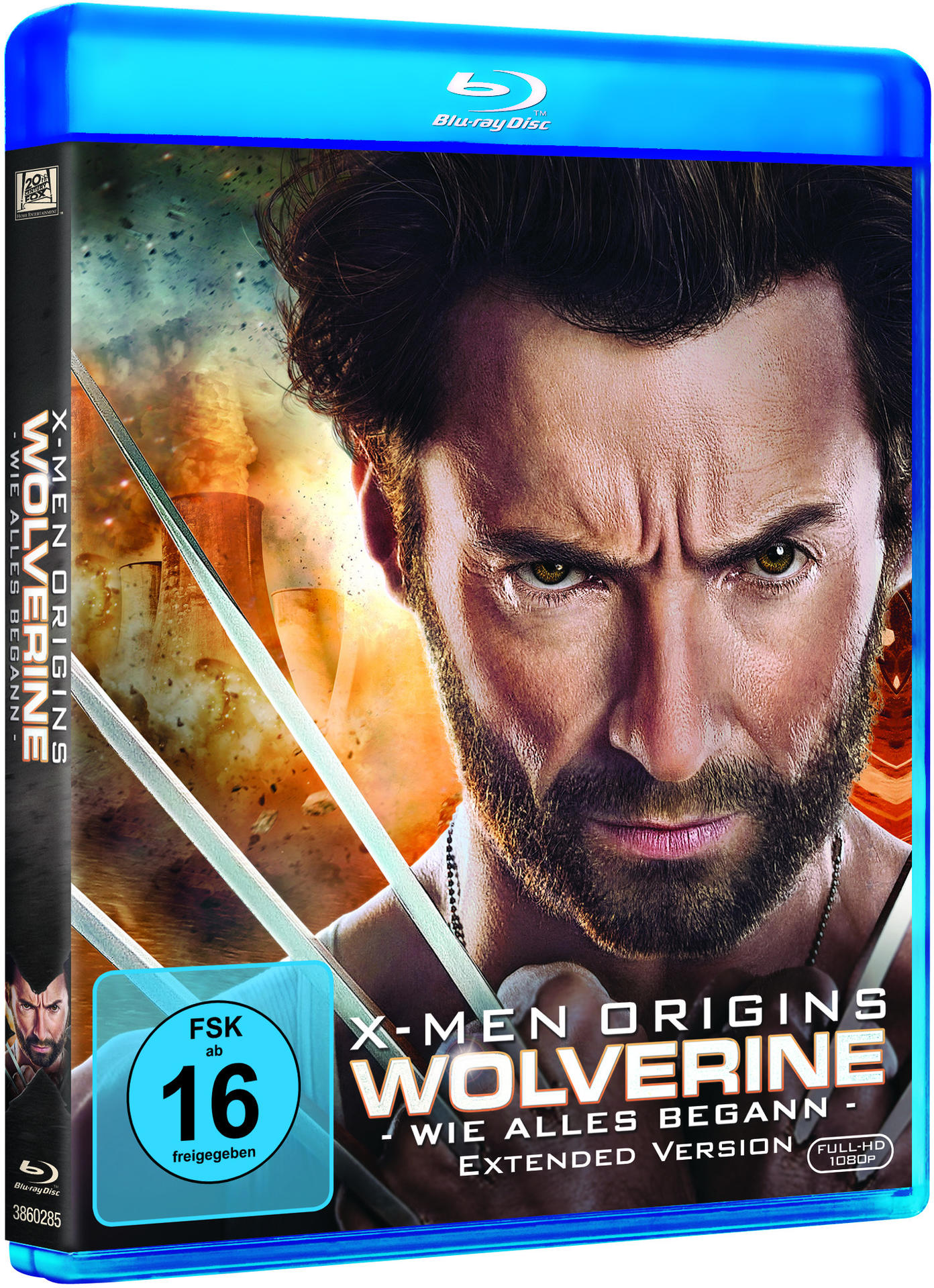 X-Men Origins: Wolverine Blu-ray Cover. Gesicht von Hugh Jackman, mit Filmtitel.