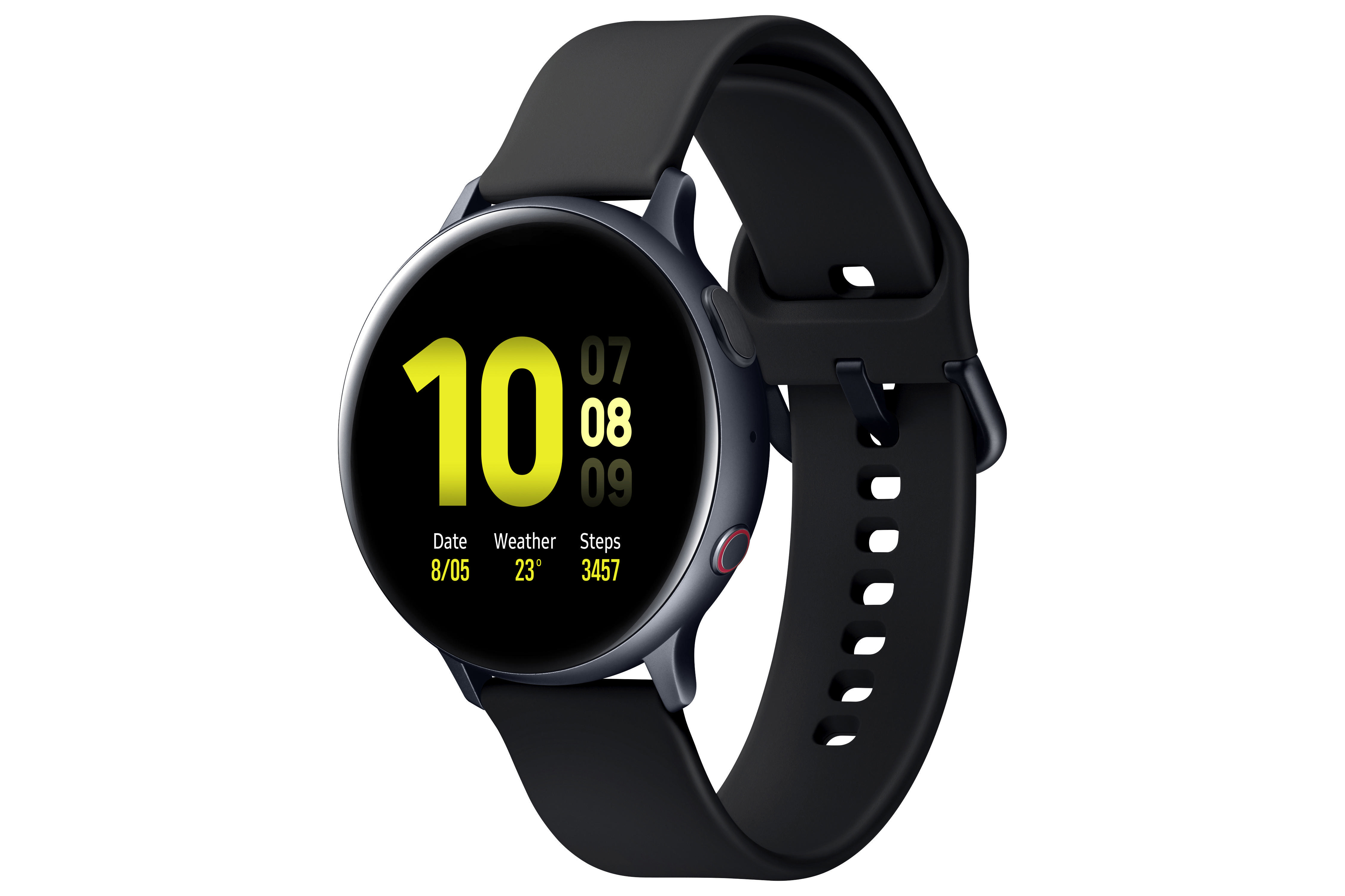 SAMSUNG Galaxy Watch Active2 44 mm LTE Smartwatch Aluminium Fluorkautschuk-Armband, M/L, Aqua Black