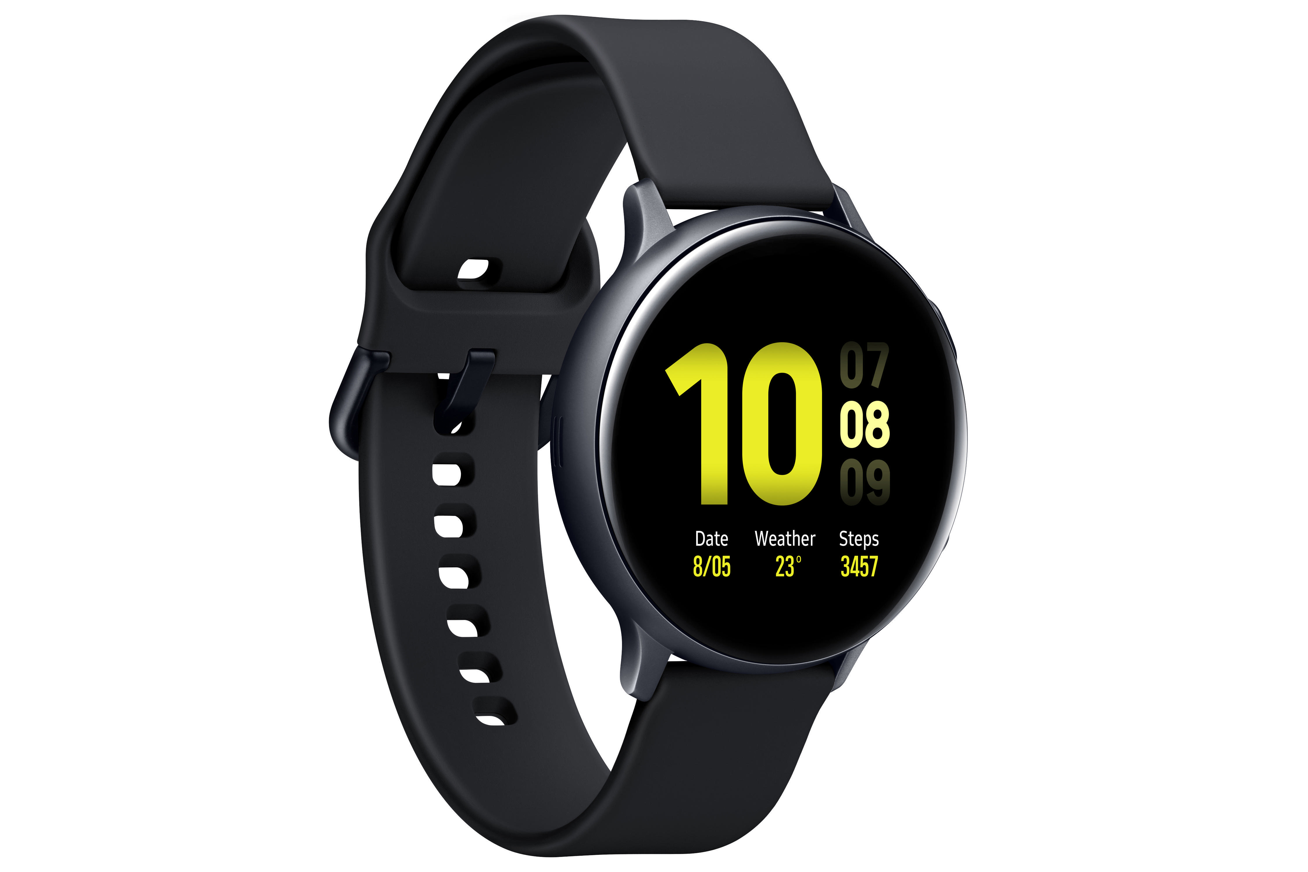 SAMSUNG Galaxy Watch Active2 44 mm LTE Smartwatch Aluminium Fluorkautschuk-Armband, M/L, Aqua Black