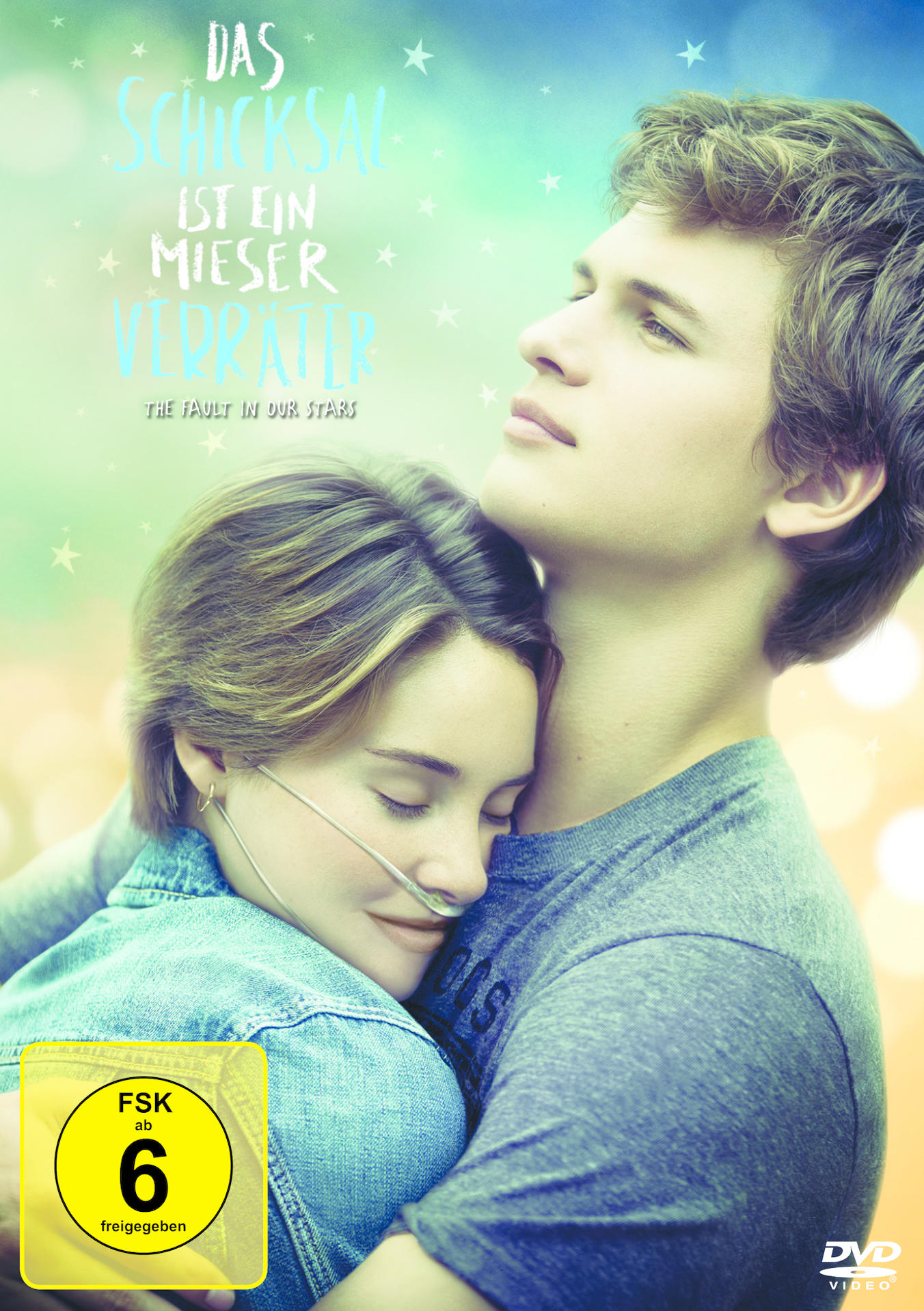 Das Schicksal ist ein mieser Verräter DVD-Cover. Zwei junge Leute umarmen sich. Titel: The Fault in Our Stars.