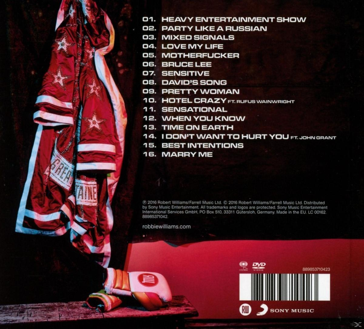Albumcover mit Boxermantel und Handschuhen. Trackliste und Credits im Hintergrund.