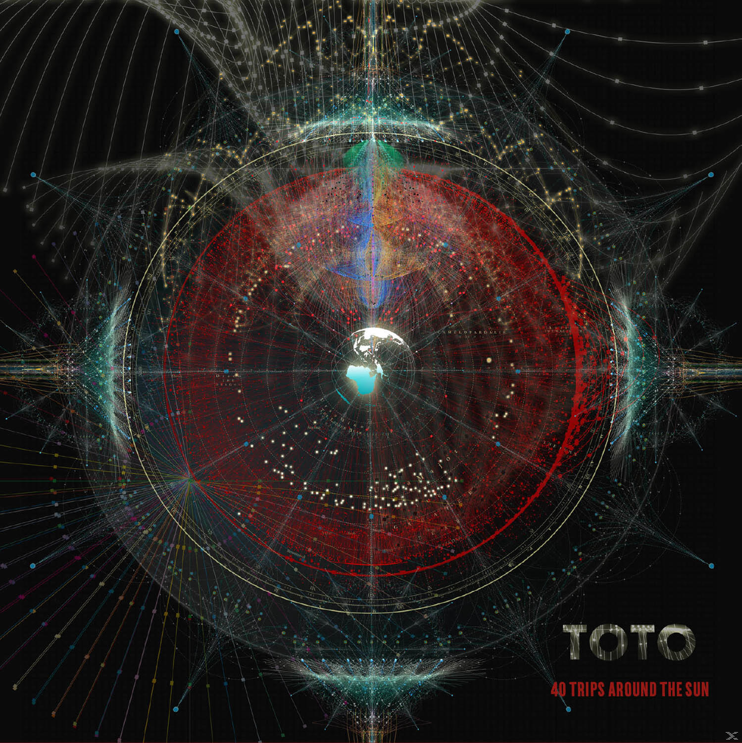 Albumcover von TOTO, mit einem komplexen, farbenfrohen Design.