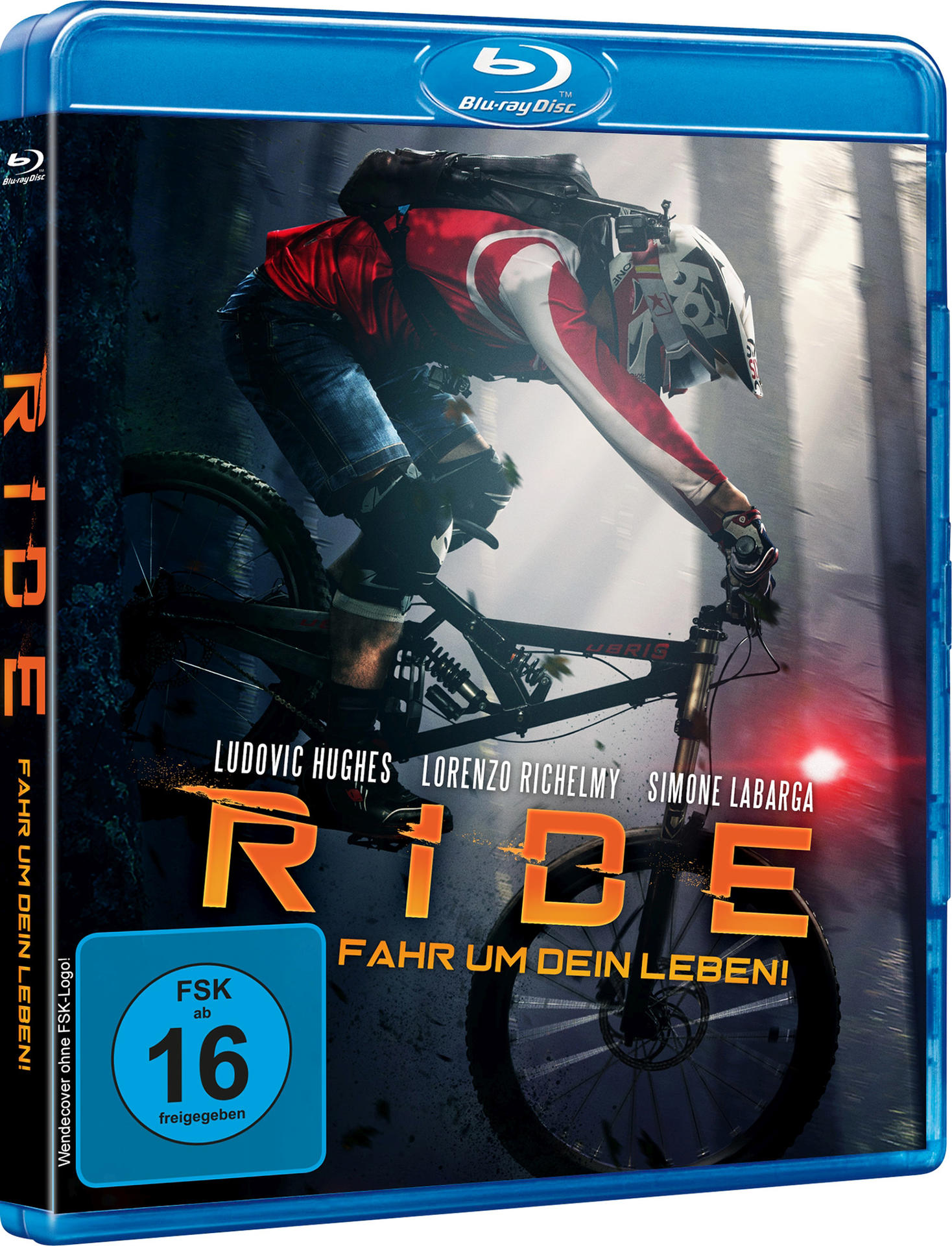 Das DVD-Cover des Films Ride, das einen Biker auf einem Berg zeigt.