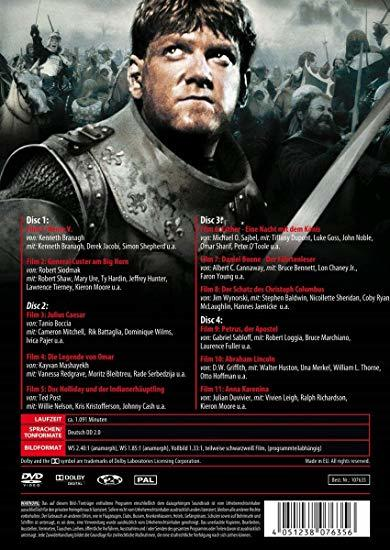 DVD-Rückseite mit Filmdetails, einschließlich Disc-Auflistungen, Schauspielern und Sprachoptionen.