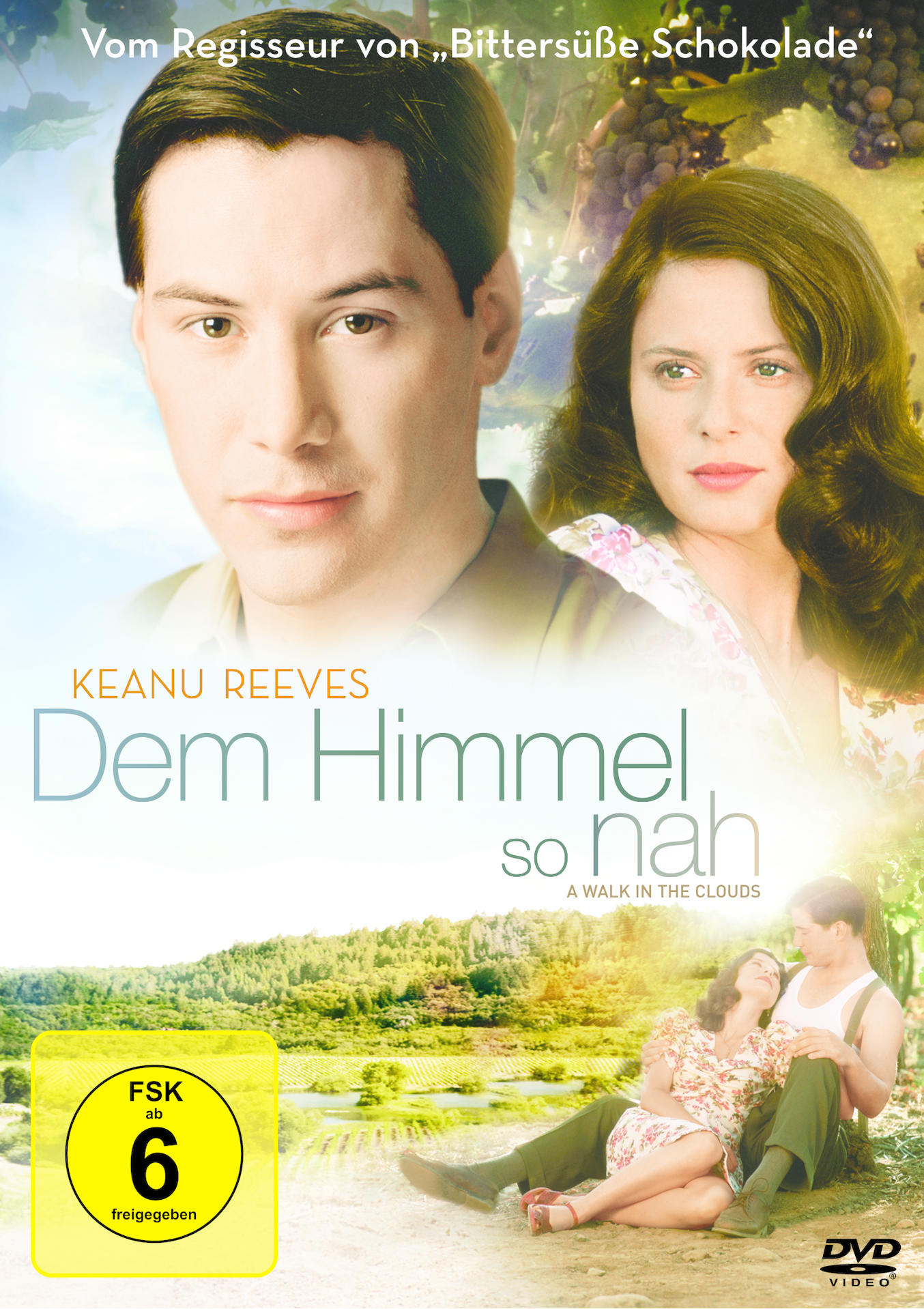 Filmplakat mit Keanu Reeves und einer Frau, Titel: A Walk in the Clouds.
