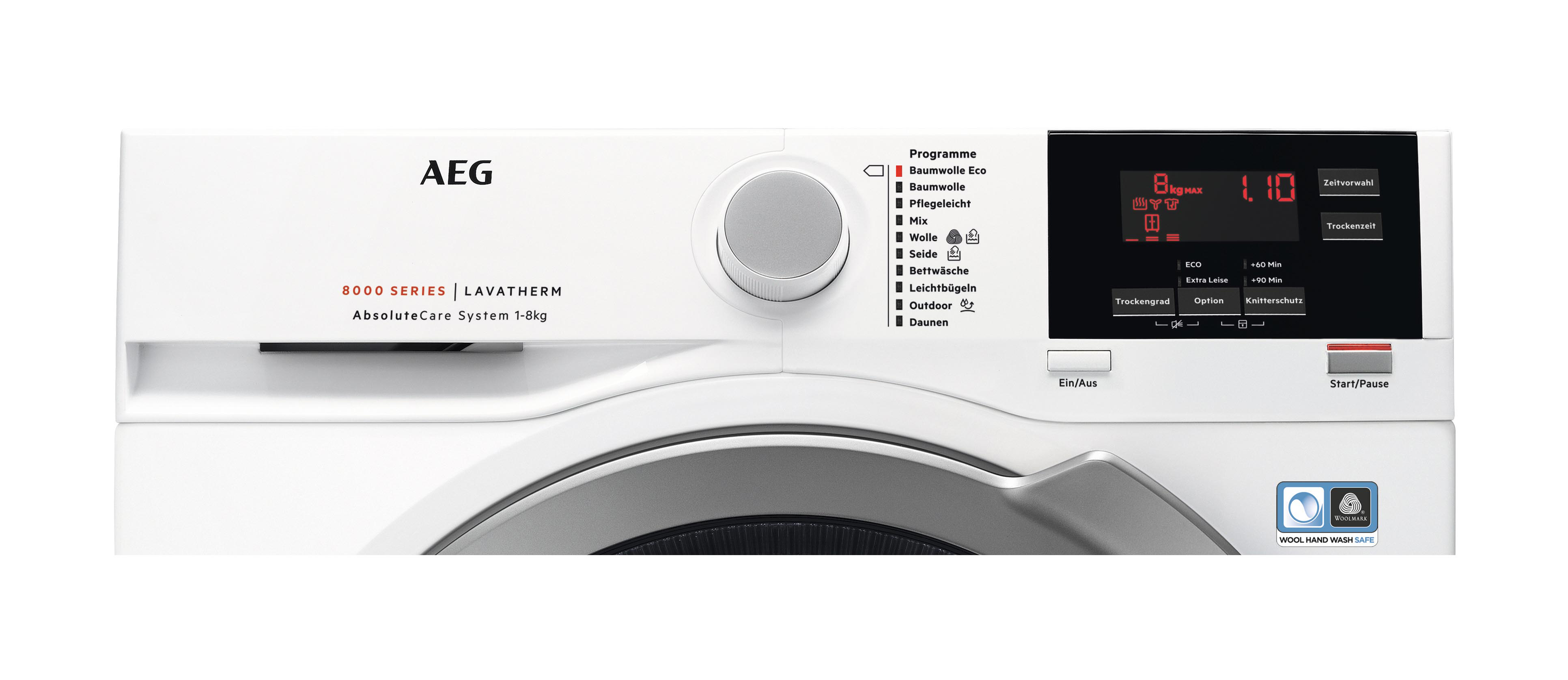 AEG T8DB66685 Wärmepumpentrockner Serie 8000 mit AbsoluteCare Trommelsteuerung (8 kg, A+++, Weiß / Silber / Weiß)
