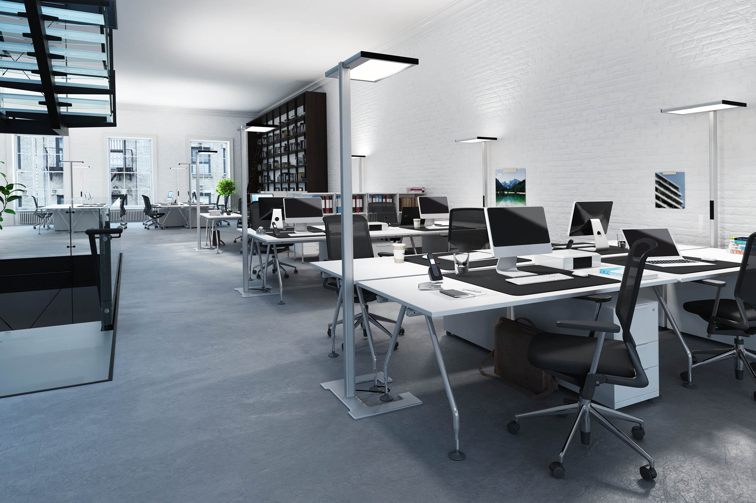 LUCTRA Vitawork 17 Sym. Dimmbar Stehleuchte, Silber/Schwarz
